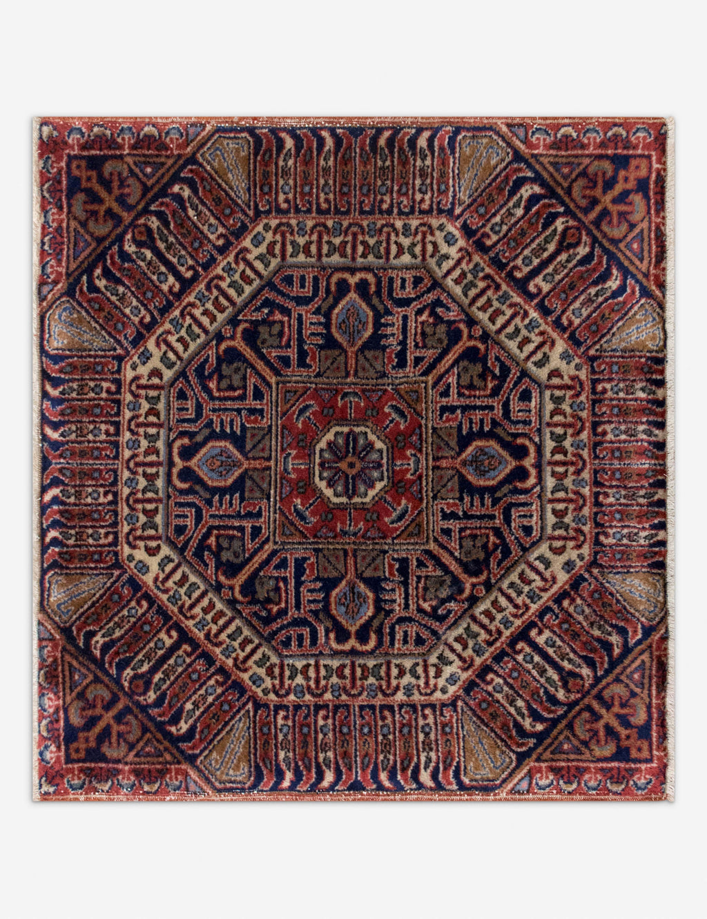Lulu and Georgia - Vintage Turkish Hand - Knotted Wool Mini Rug No. 348, 2' x 2'2"