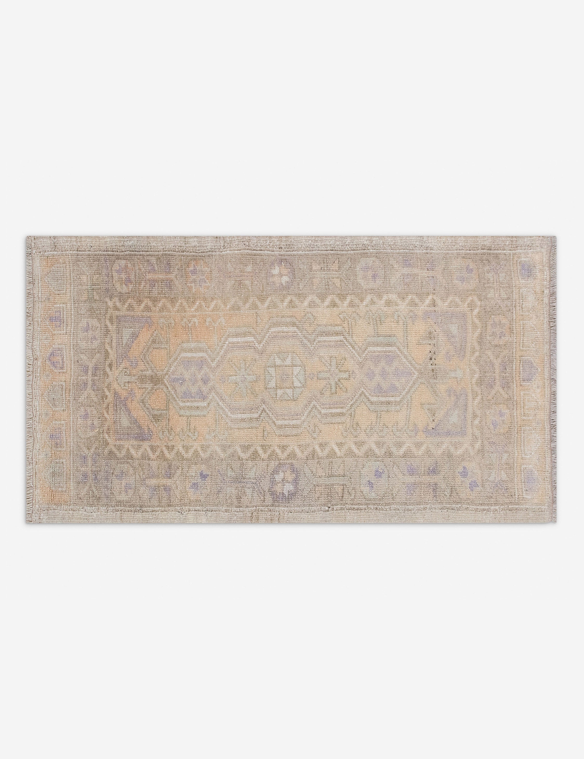 Lulu and Georgia - Vintage Turkish Hand - Knotted Wool Mini Rug No. 349, 2' x 4'
