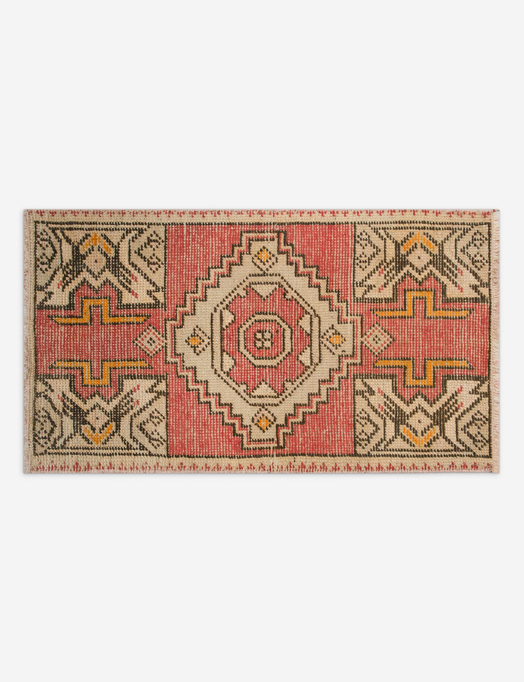 Lulu and Georgia - Vintage Turkish Hand - Knotted Wool Mini Rug No. 350, 1'6" x 3'