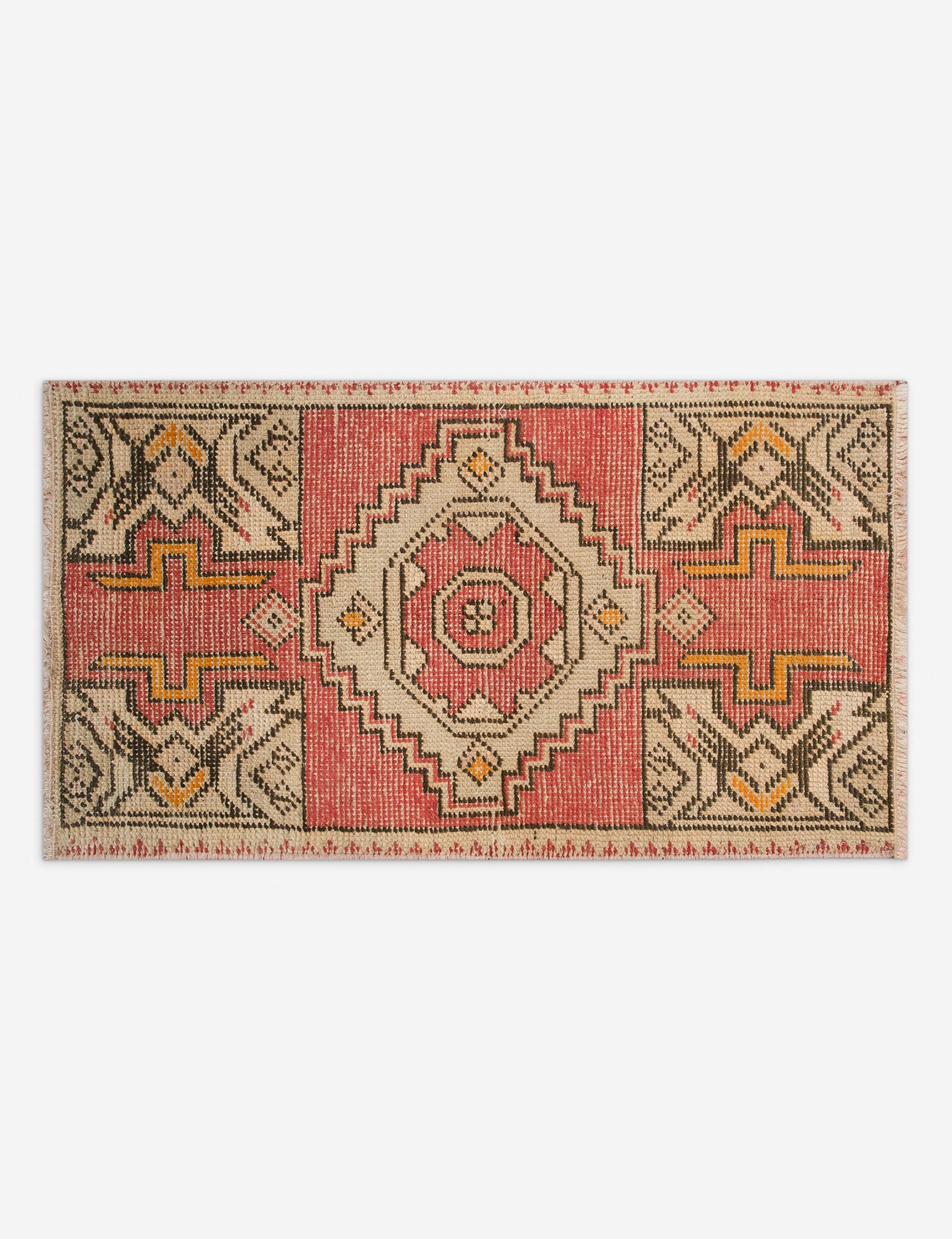 Lulu and Georgia - Vintage Turkish Hand - Knotted Wool Mini Rug No. 350, 1'6" x 3'