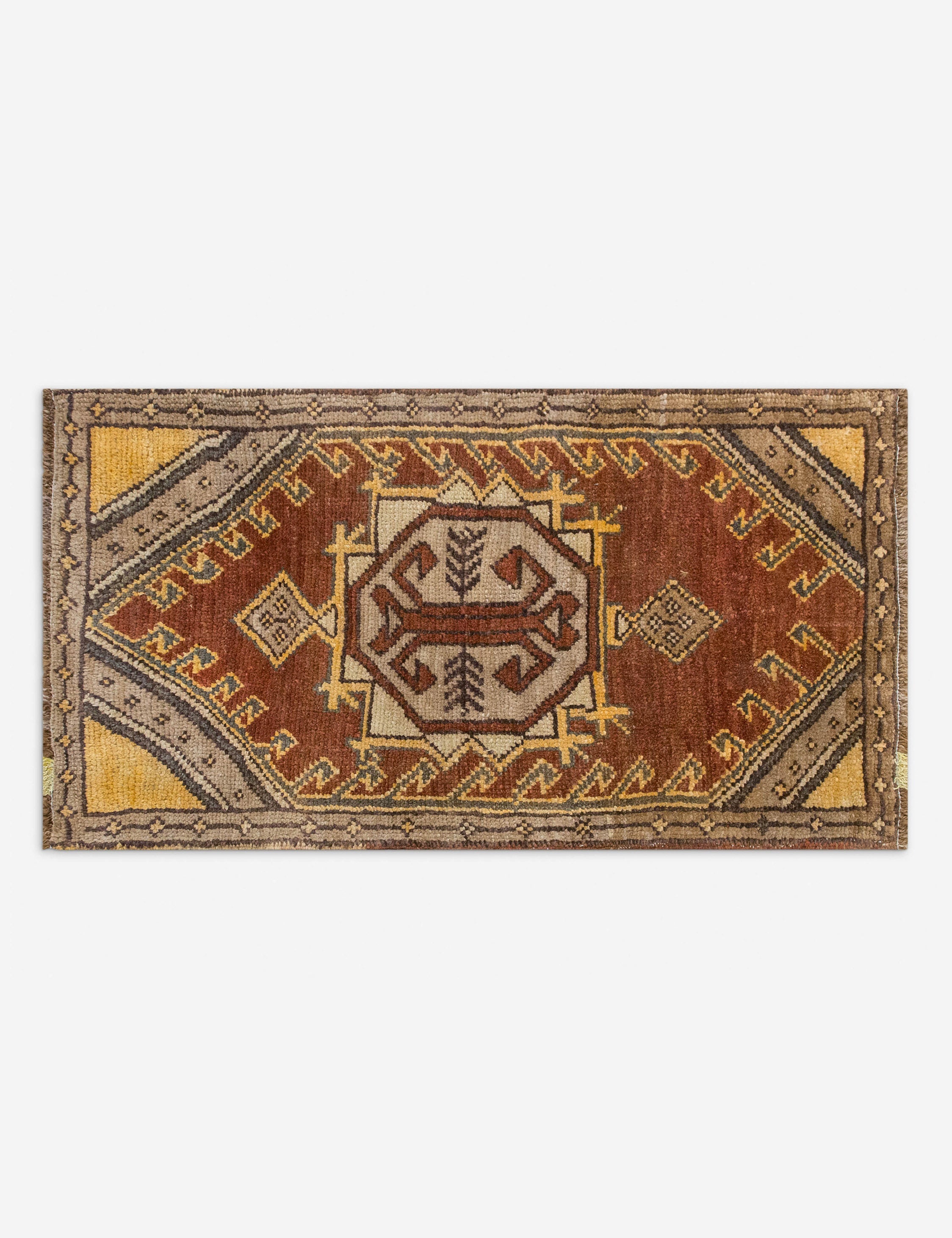 Lulu and Georgia - Vintage Turkish Hand - Knotted Wool Mini Rug No. 351, 1'10" x 3'8"