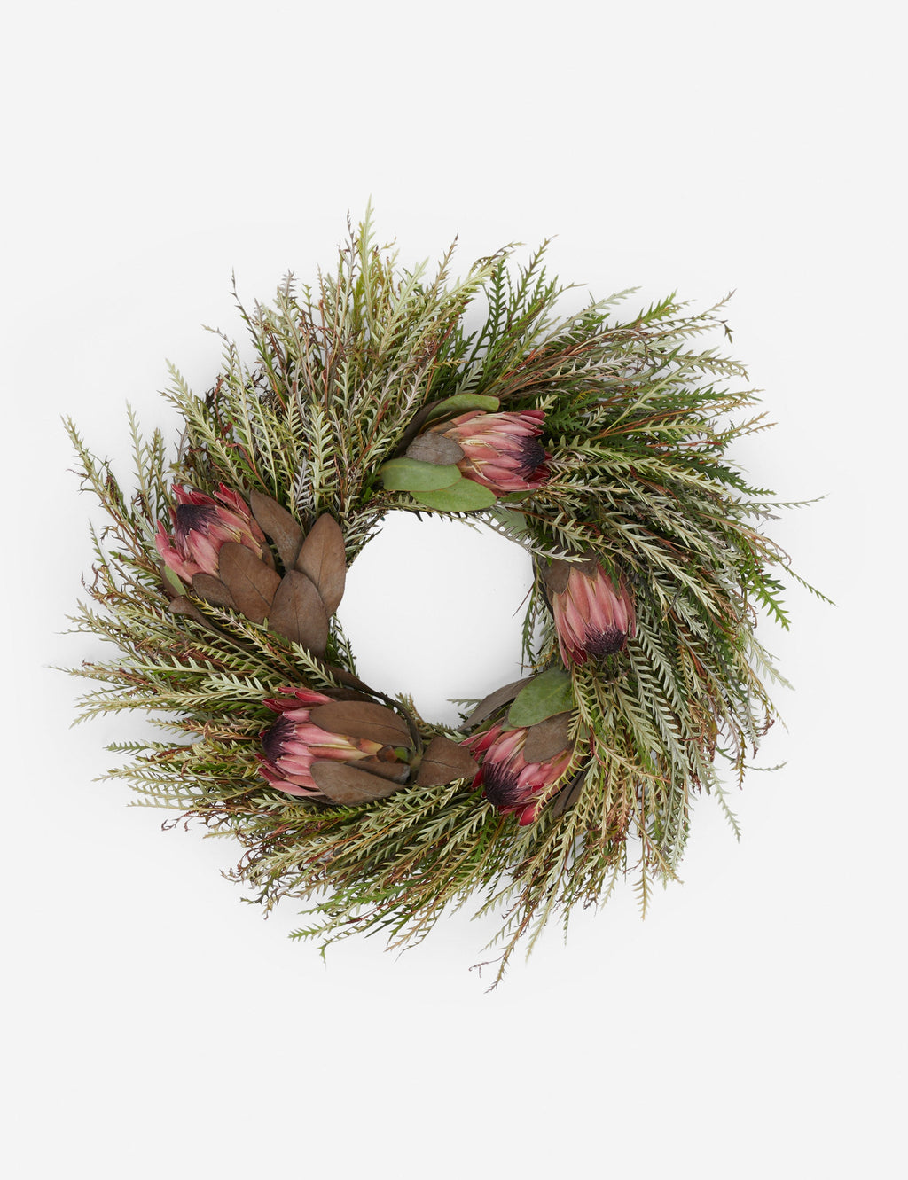 Lulu and Georgia - Fresh Handmade Grevillea and Pink Ice Protea Wreath