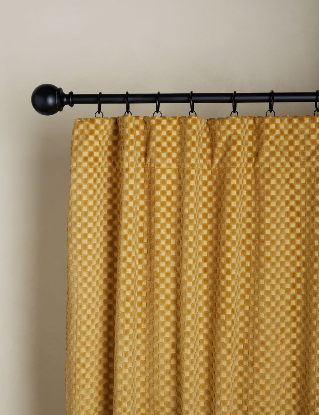 Lulu and Georgia - Hi - Lo Checker Velvet Curtain Panel By Sarah Sherman Samuel