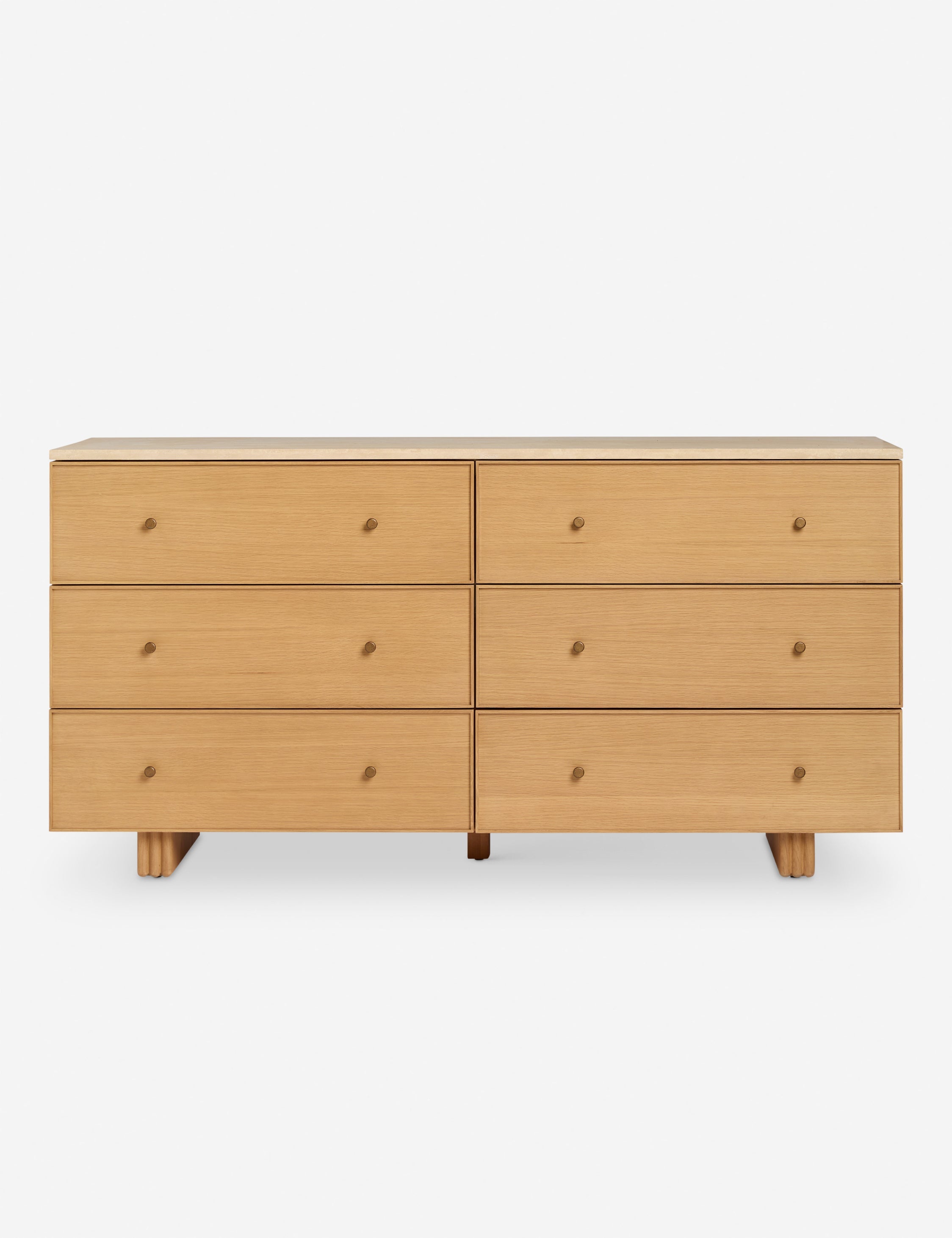 Lulu and Georgia - Open Box: Keshan 6 - Drawer Dresser, Natural and Travertine
