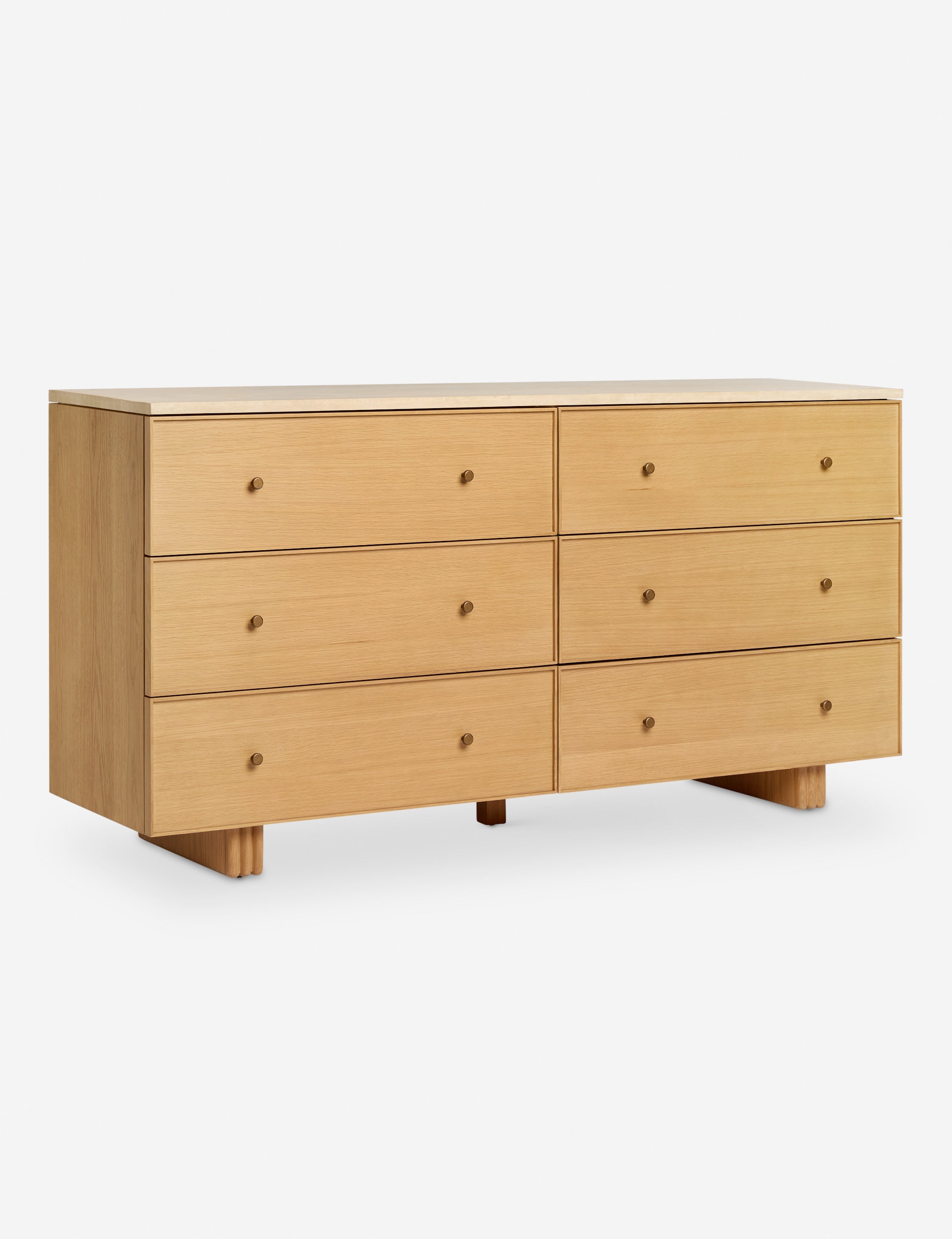 Lulu and Georgia - Open Box: Keshan 6 - Drawer Dresser, Natural and Travertine