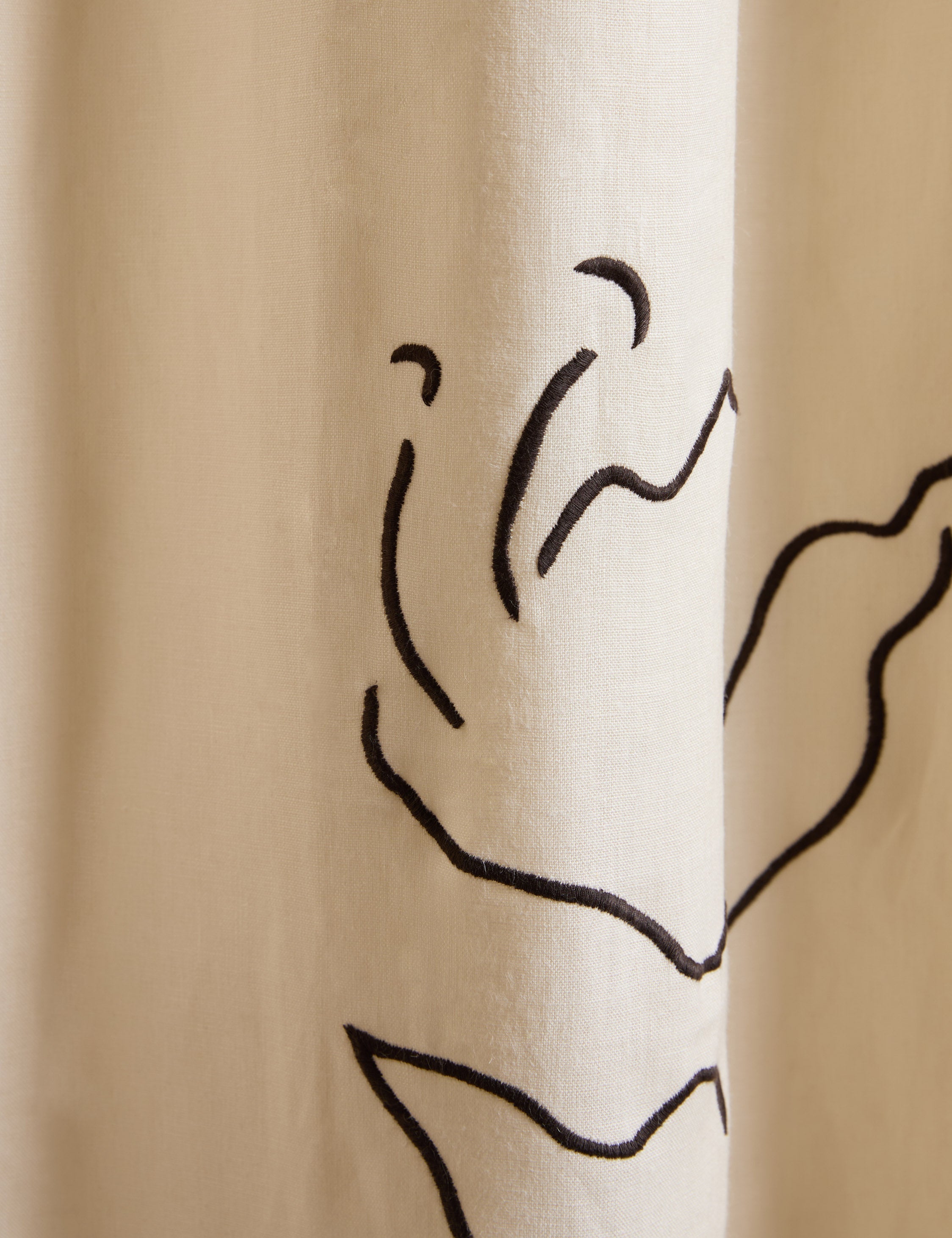 Lulu and Georgia - Narsi Embroidered Linen Curtain Panel by Sarah Sherman Samuel