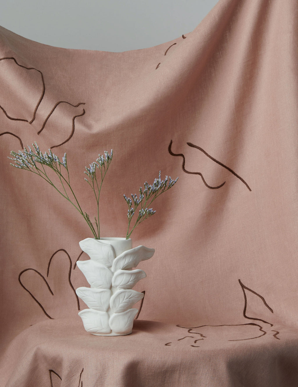 Lulu and Georgia - Narsi Embroidered Linen Fabric by Sarah Sherman Samuel