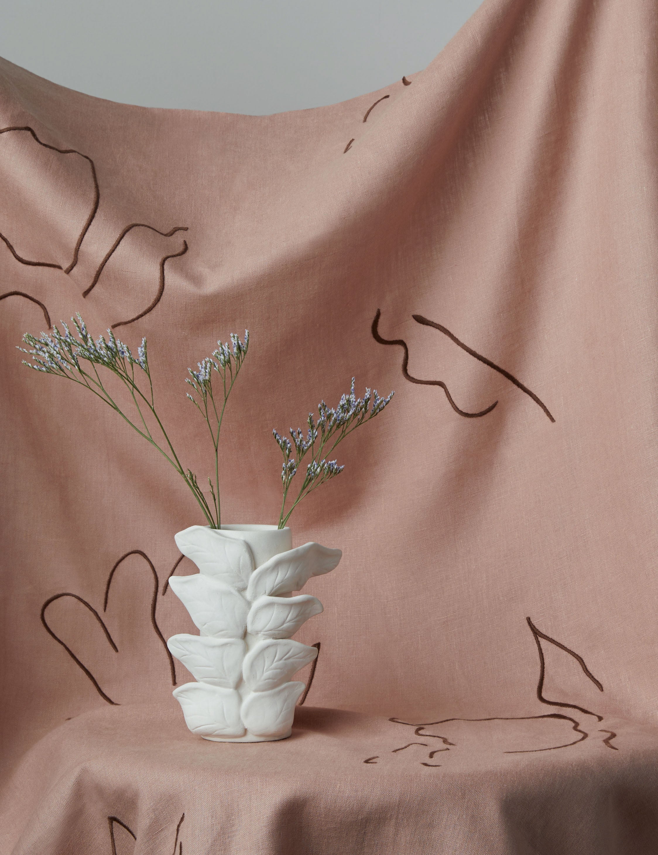 Lulu and Georgia - Narsi Embroidered Linen Fabric by Sarah Sherman Samuel