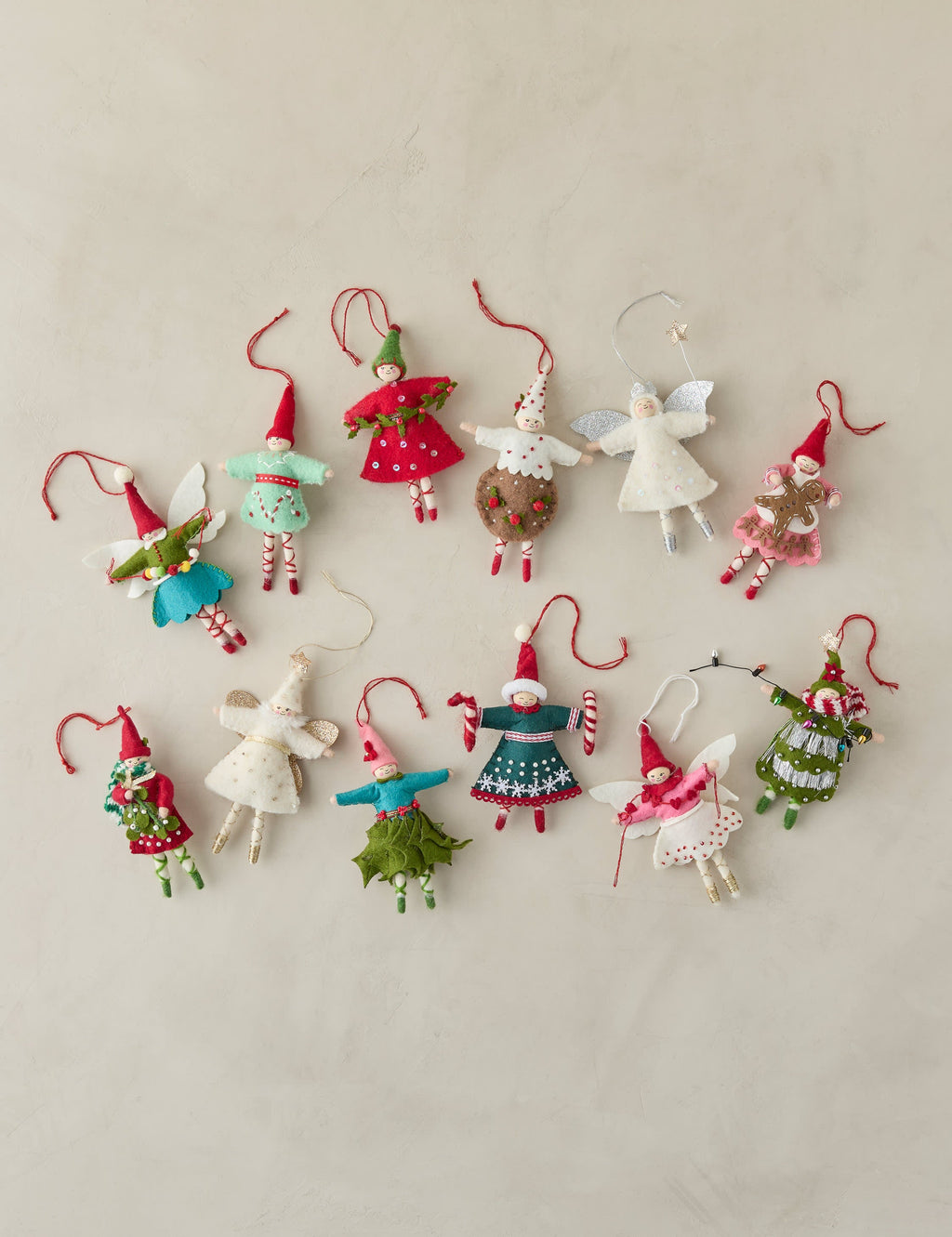 Lulu and Georgia - Pixie Felt Ornaments (Set of 12)