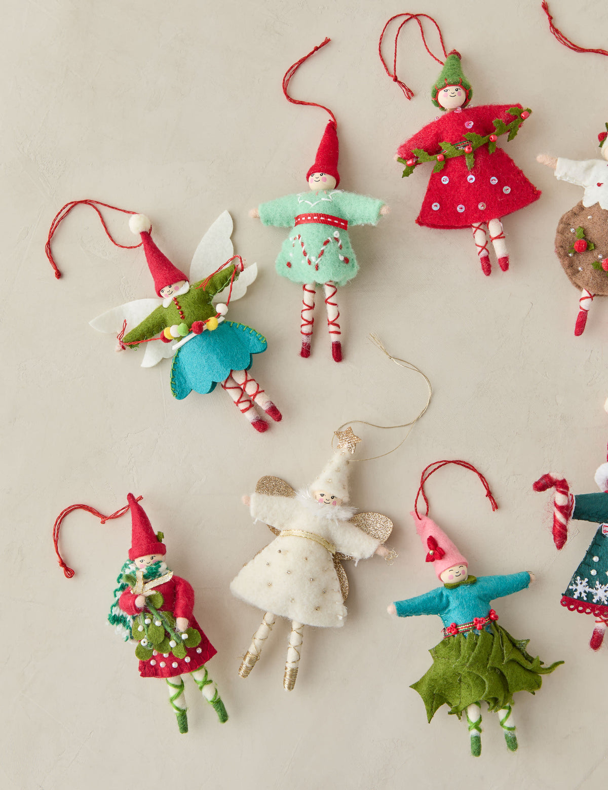 Lulu and Georgia - Pixie Felt Ornaments (Set of 12)