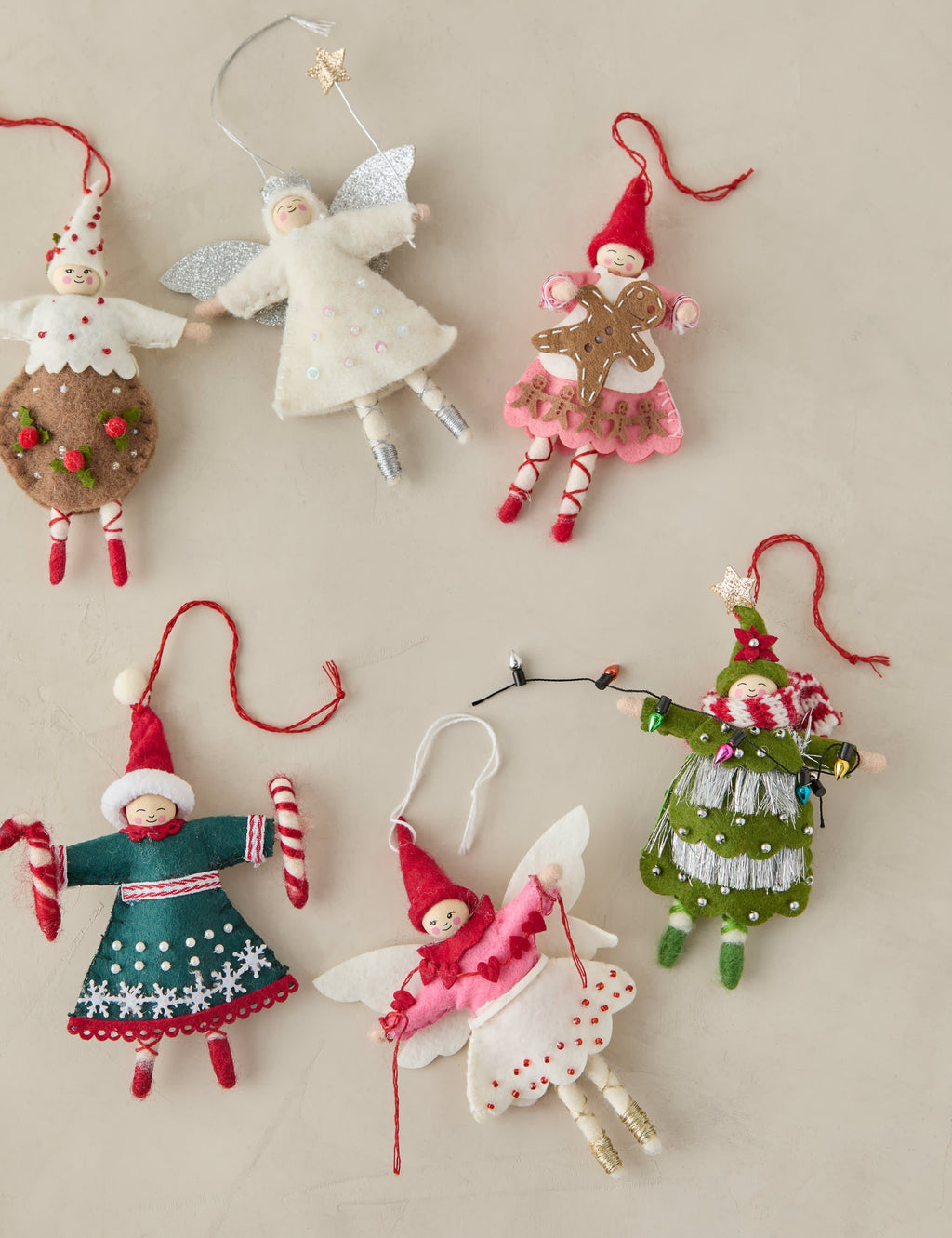 Lulu and Georgia - Pixie Felt Ornaments (Set of 12)
