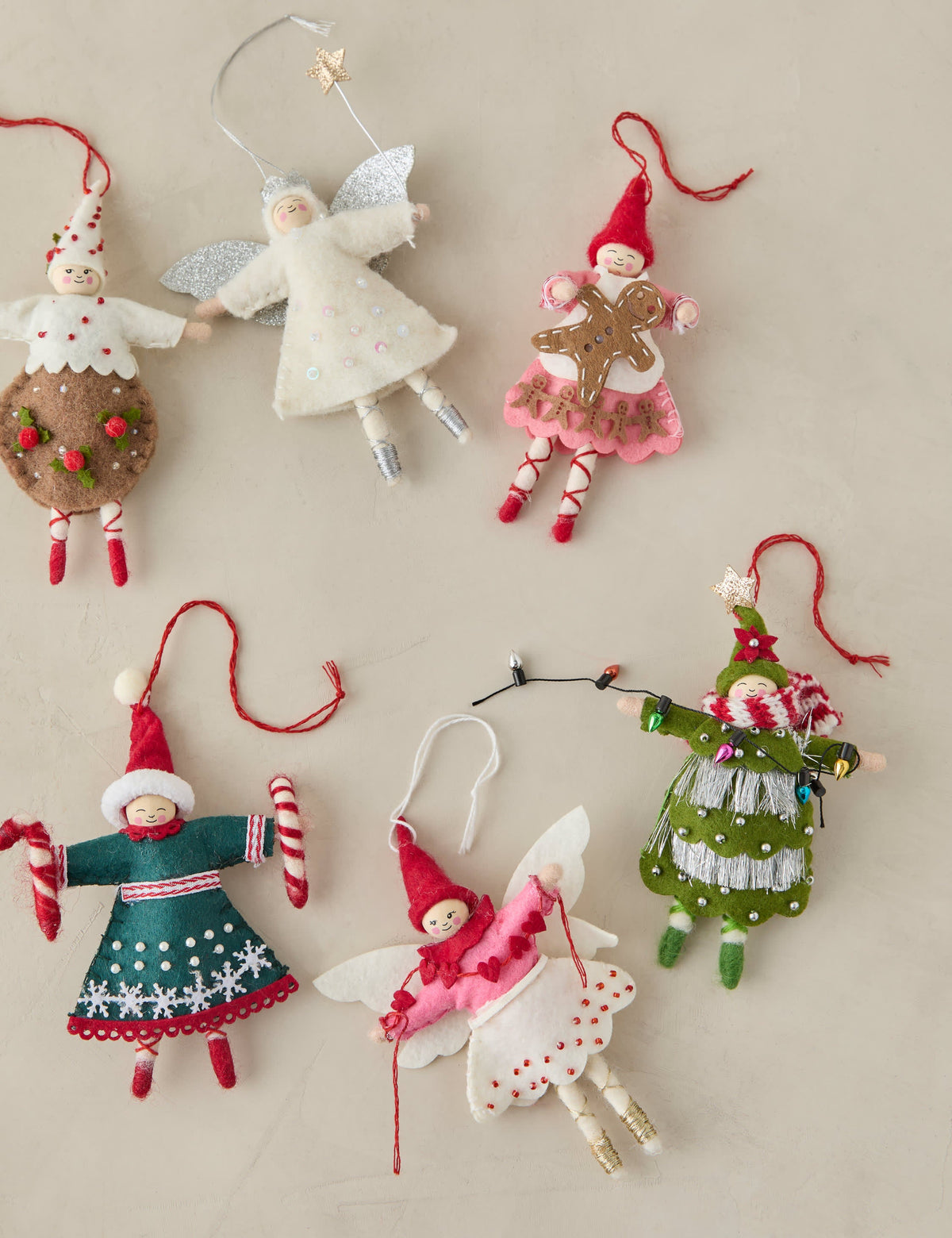 Lulu and Georgia - Pixie Felt Ornaments (Set of 12)