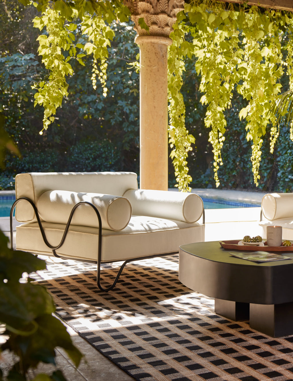 Lulu and Georgia - Peggy Outdoor Accent Chair, Ivory by Sarah Sherman Samuel