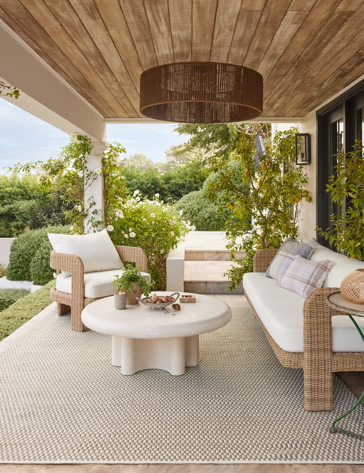 Lulu and Georgia - Open Box: Ruiz Indoor / Outdoor Round Coffee Table, Ivory