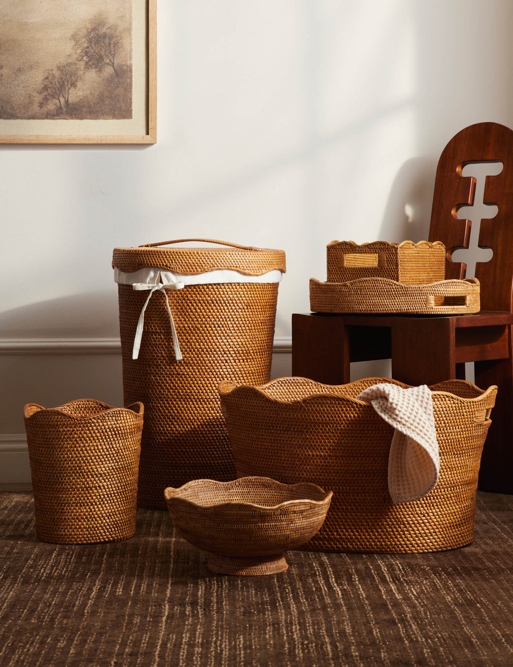 Lulu and Georgia - Tyna Rattan Laundry Basket