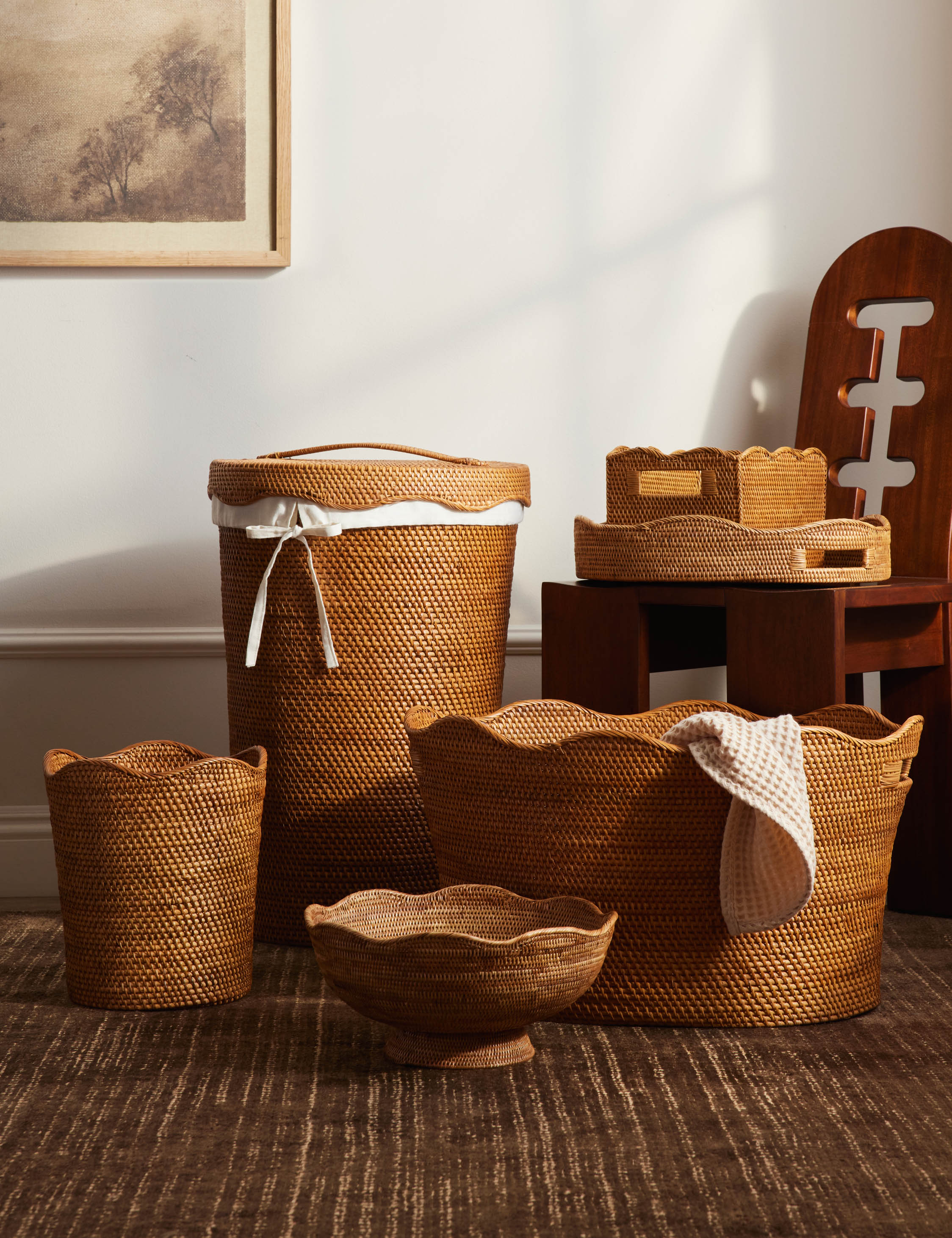 Lulu and Georgia - Tyna Rattan Laundry Basket