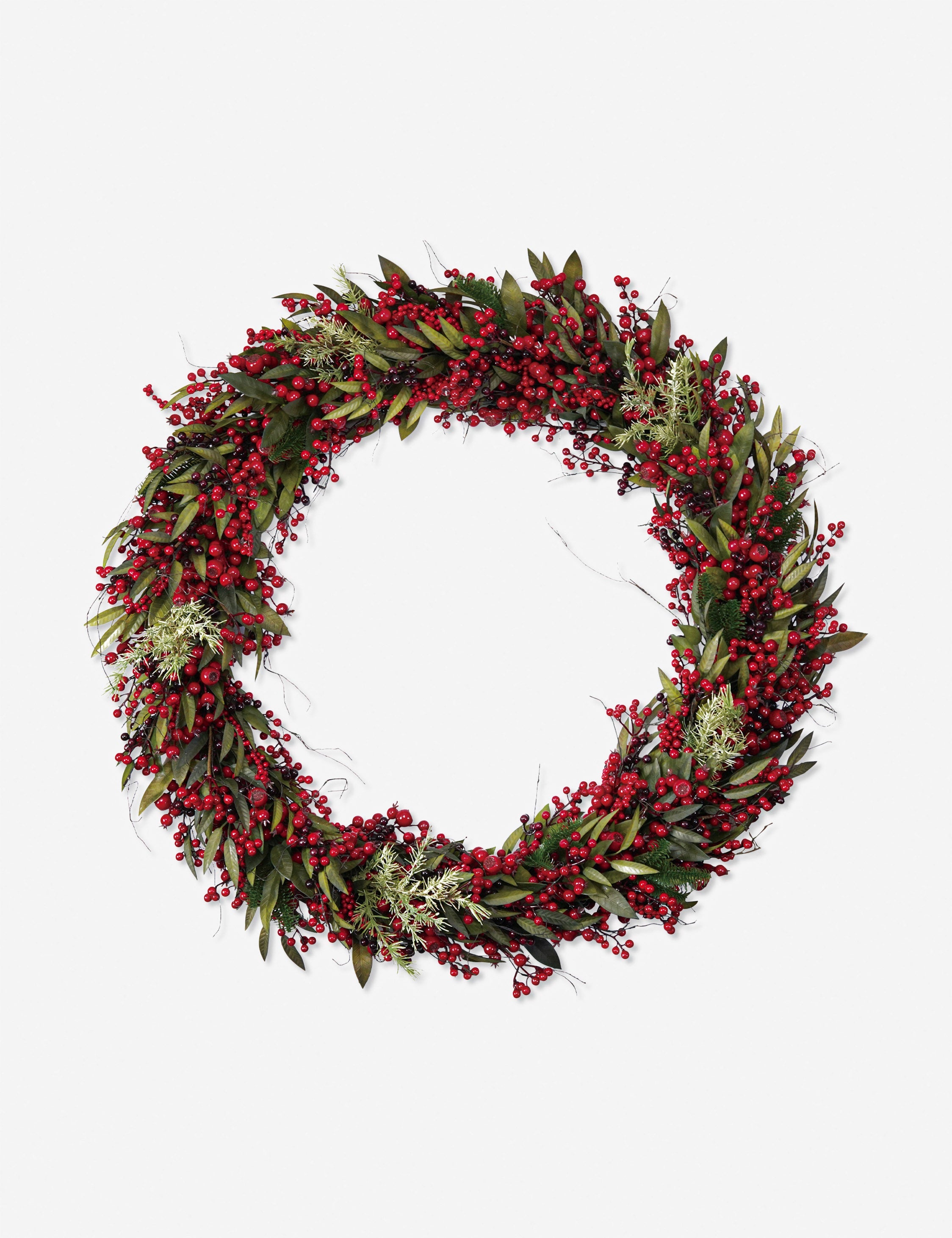 Lulu and Georgia - Faux Spruce Wreath with Red Berries and Pinecones