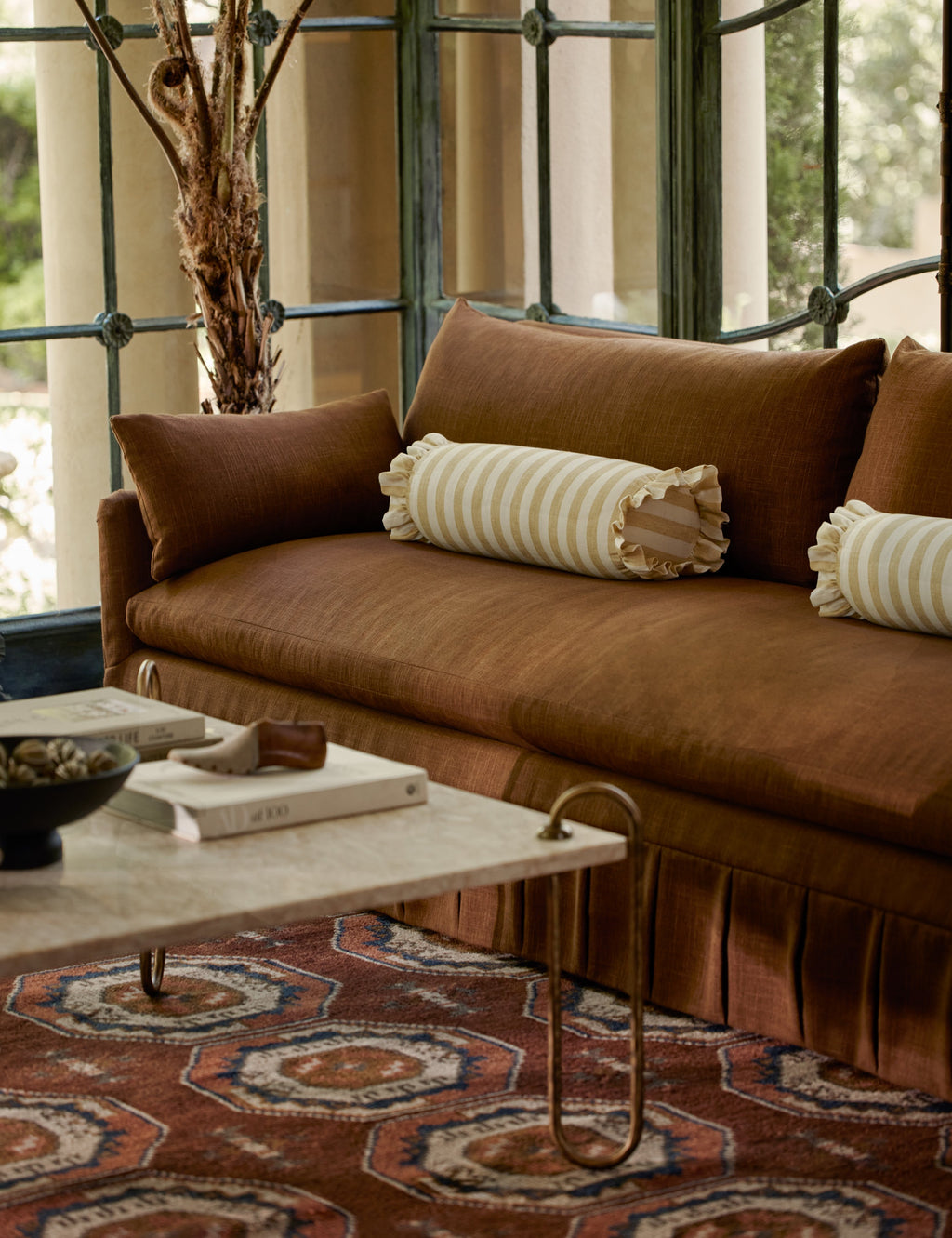 Lulu and Georgia - Amaroso Linen Ruffle Bolster Pillow