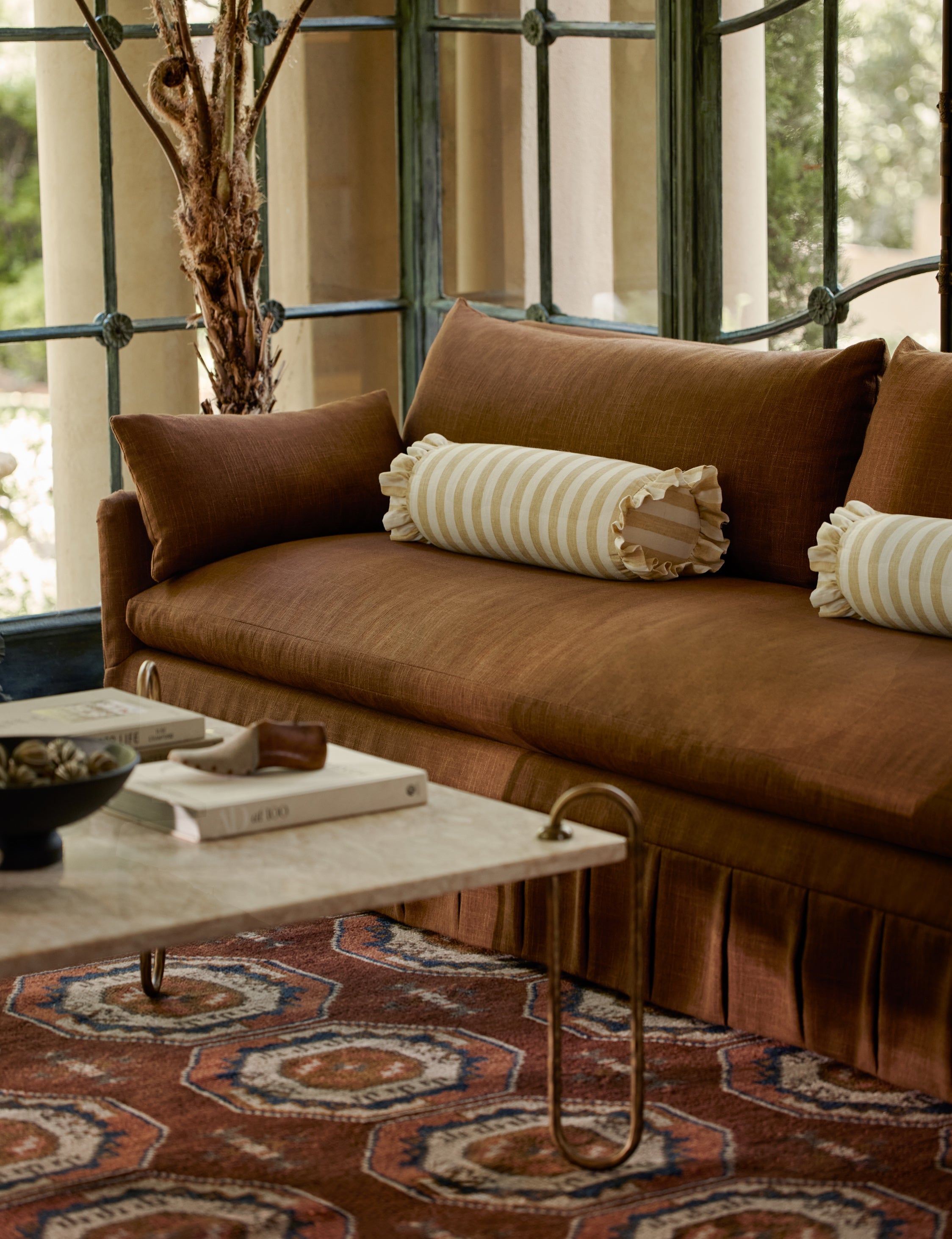 Lulu and Georgia - Amaroso Linen Ruffle Bolster Pillow