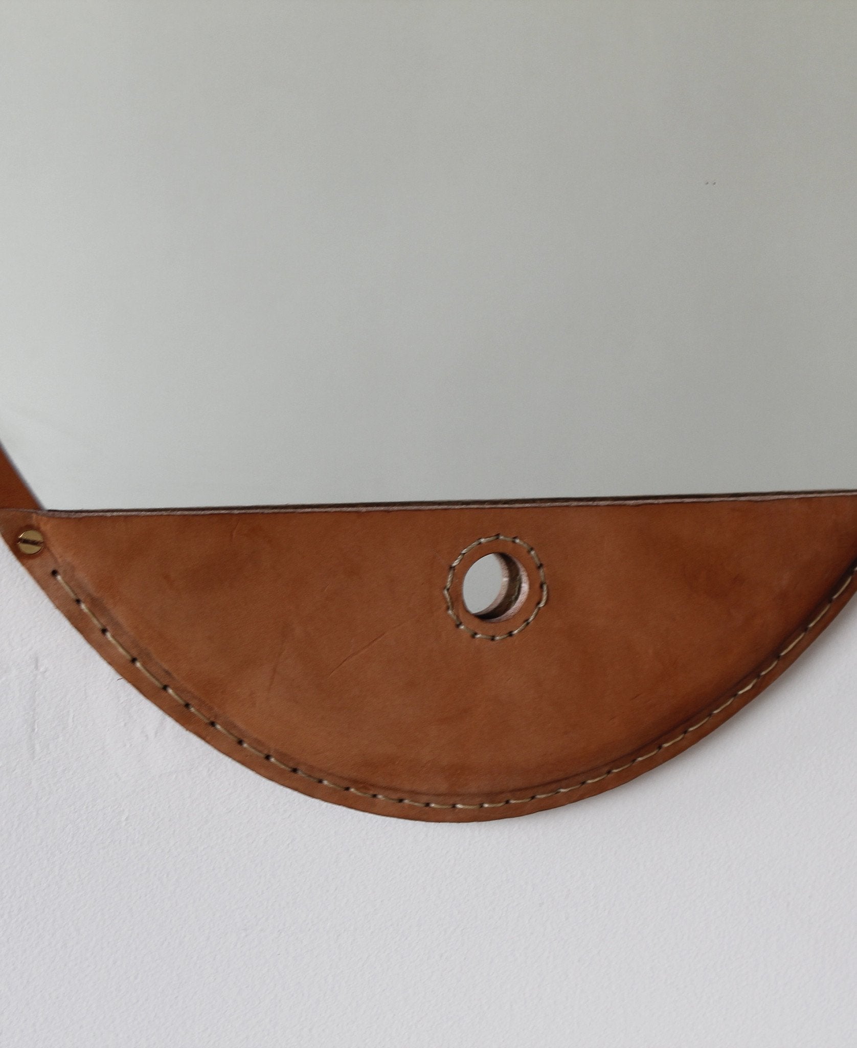 Lostine - Fairmount Leather Long Oval Mirror - Tan