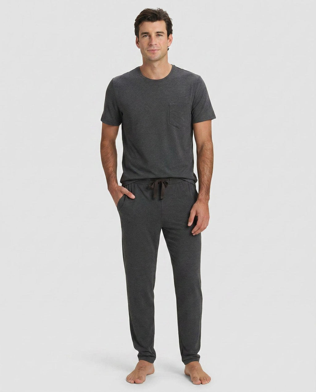Cozy Earth - Men's Bamboo Stretch - Knit Short Sleeve Tee & Pant Pajama Set