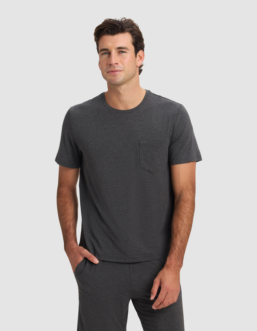Cozy Earth - Men's Bamboo Stretch - Knit Short Sleeve Tee & Pant Pajama Set