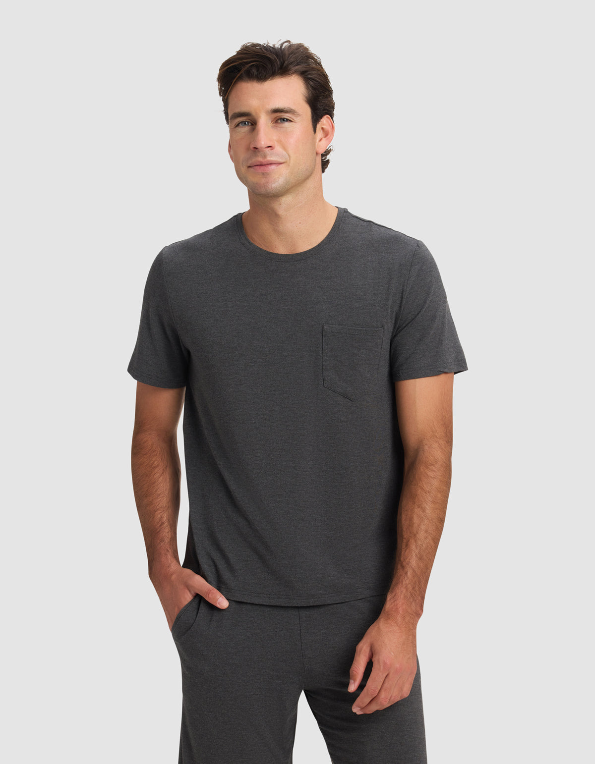 Cozy Earth - Men's Bamboo Stretch - Knit Short Sleeve Tee & Pant Pajama Set