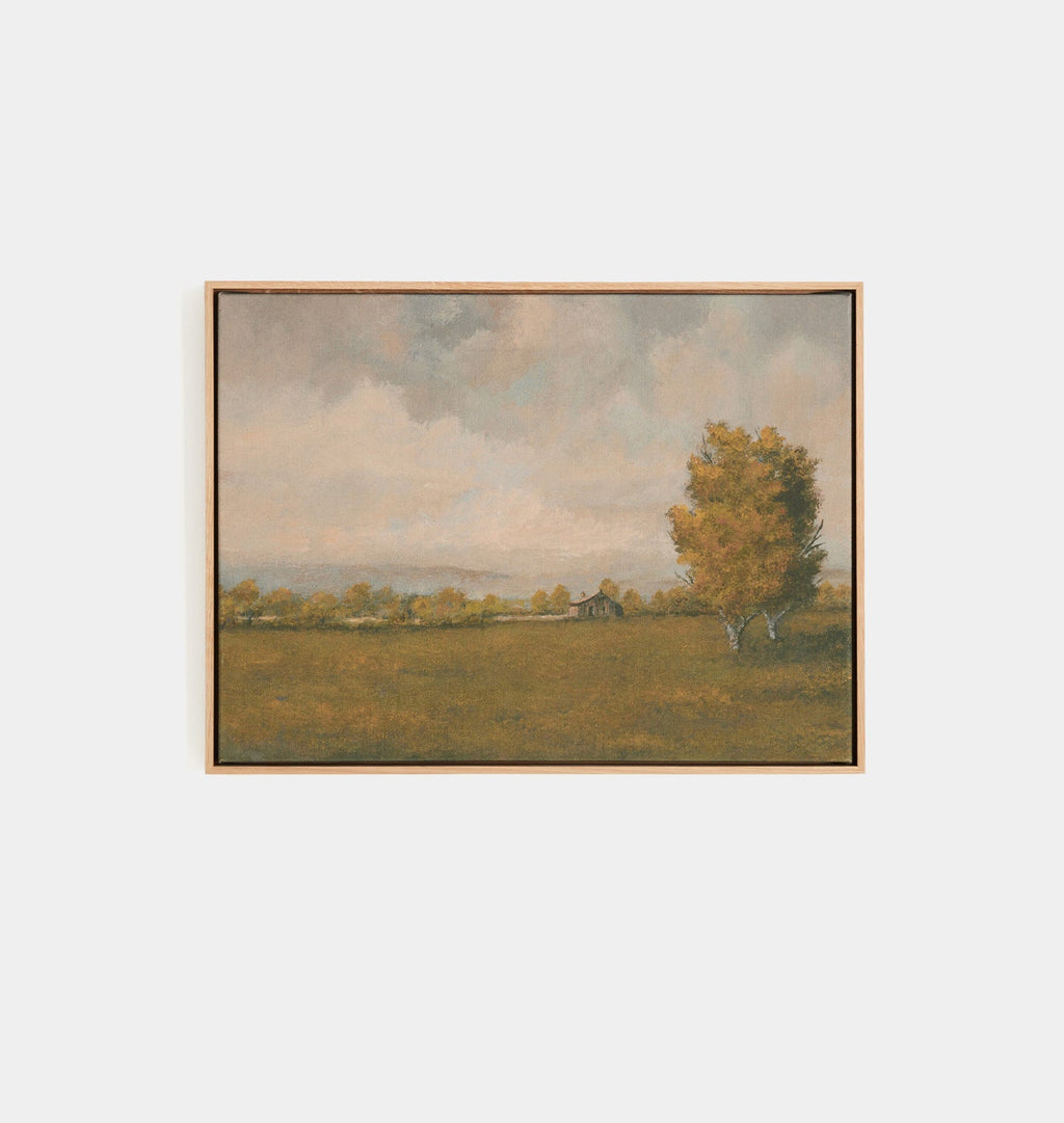 Amber Interiors - Misty Morning Cabin by Lori Marie Framed Print
