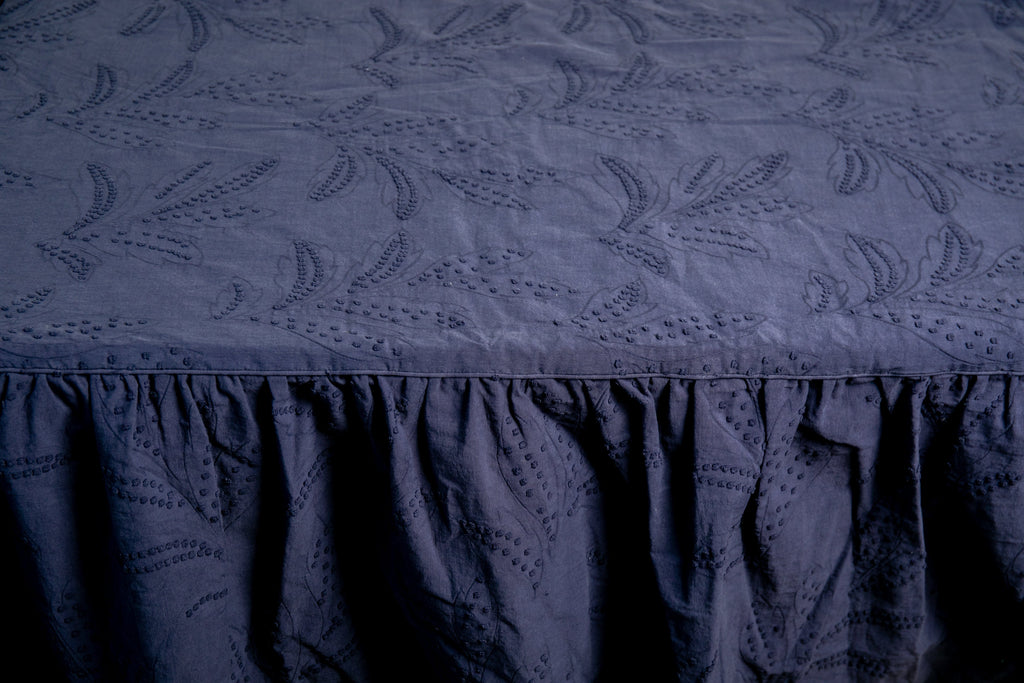 Nicky Kehoe - Hazel Ruffled Coverlet in Indigo