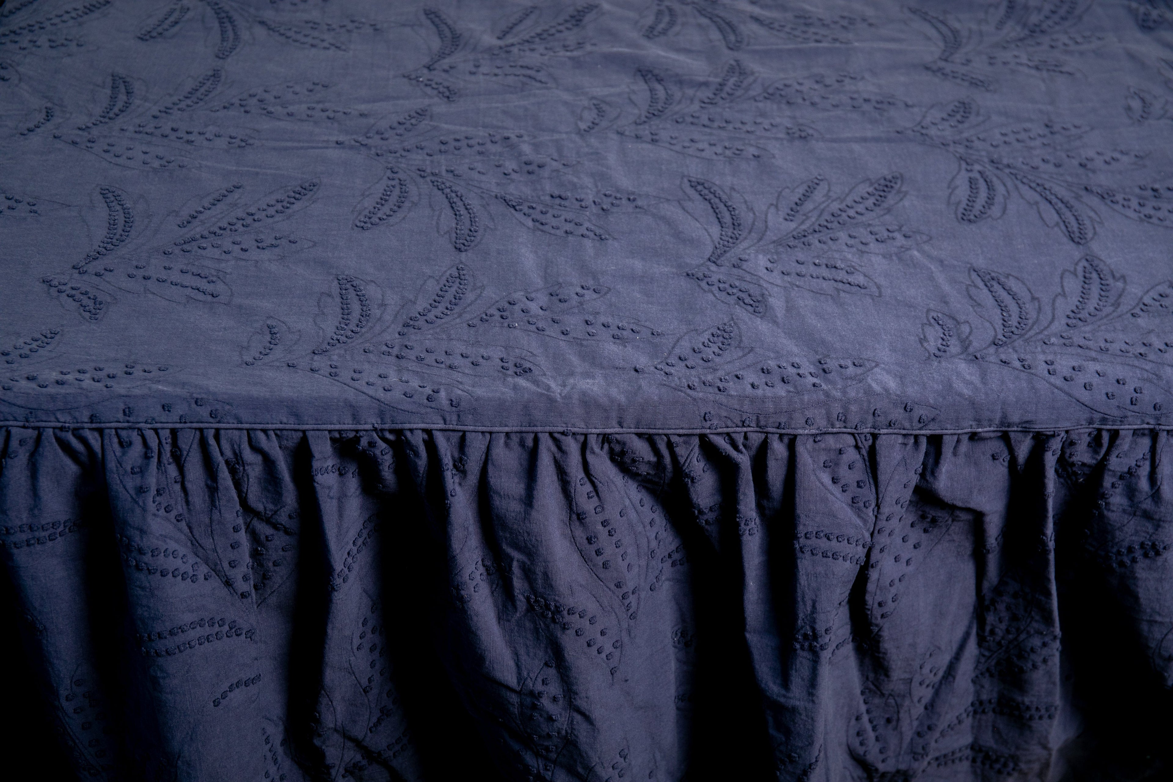 Nicky Kehoe - Hazel Ruffled Coverlet in Indigo