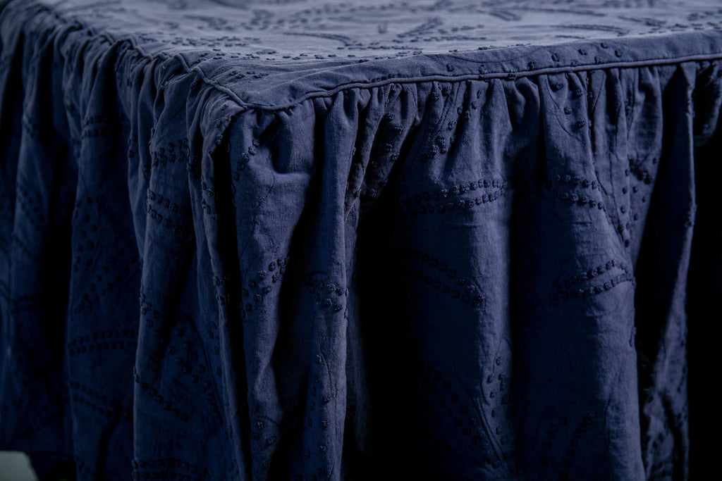 Nicky Kehoe - Hazel Ruffled Coverlet in Indigo