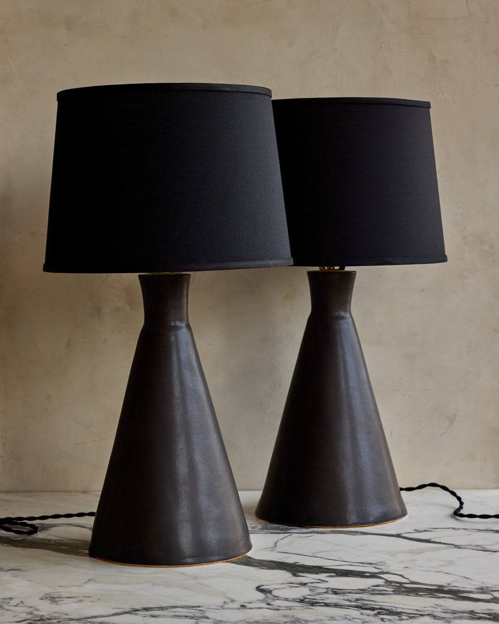 Lostine - Pair of Ceramic Table Lamps - Black