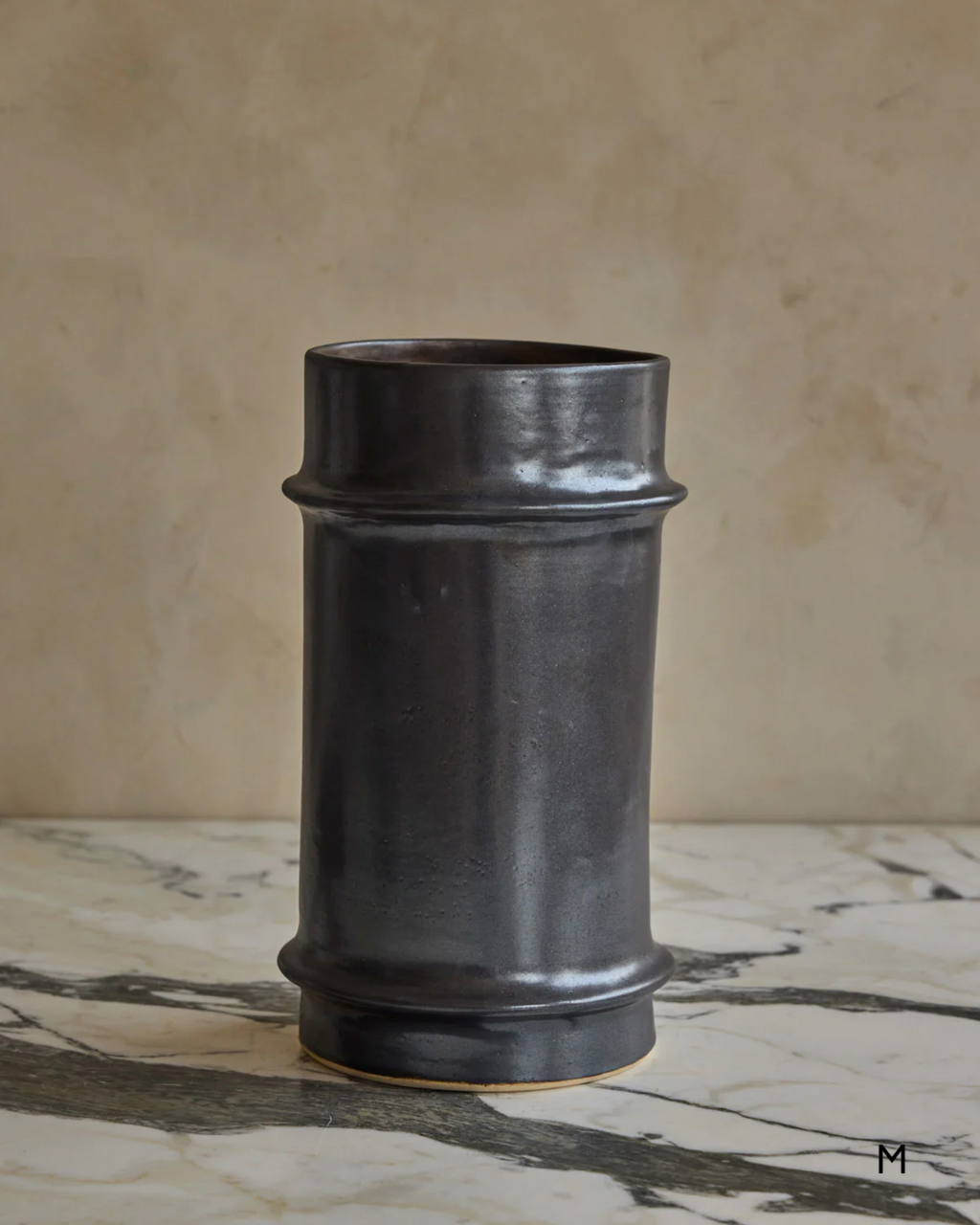 Lostine - Hand Built Ceramic Ridge Vessel in Coal