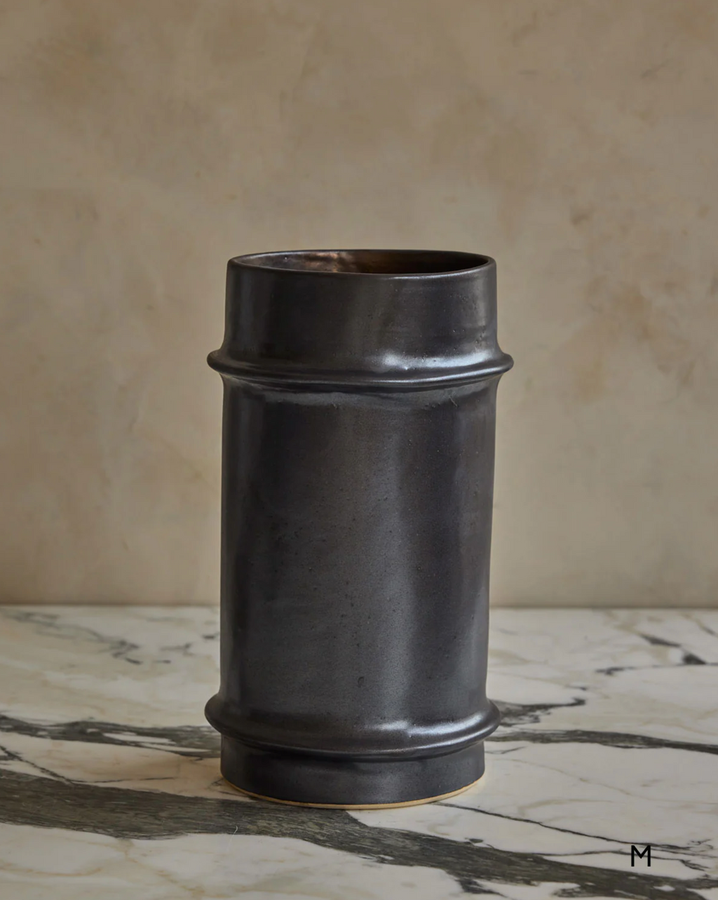 Lostine - Hand Built Ceramic Ridge Vessel in Coal