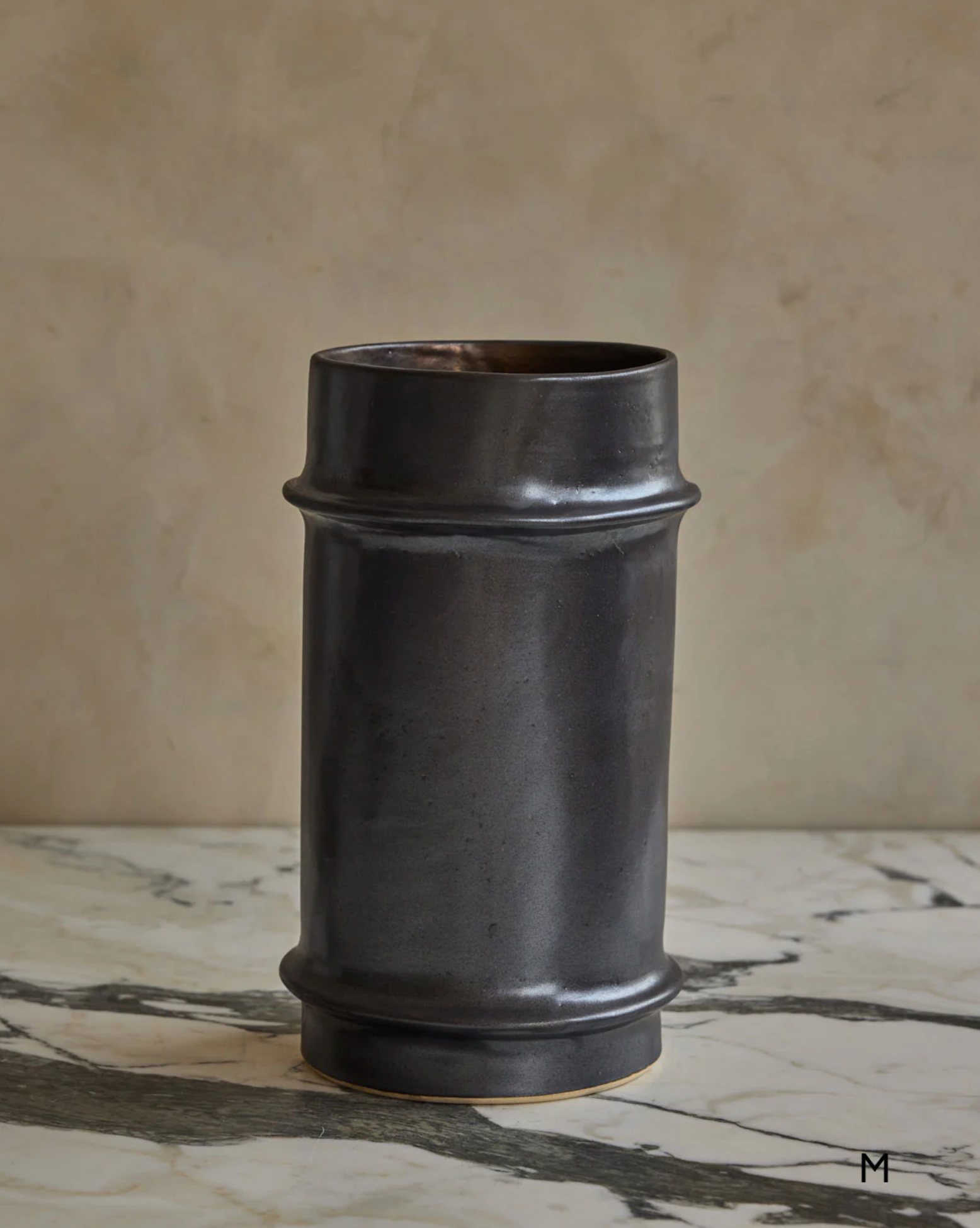 Lostine - Hand Built Ceramic Ridge Vessel in Coal