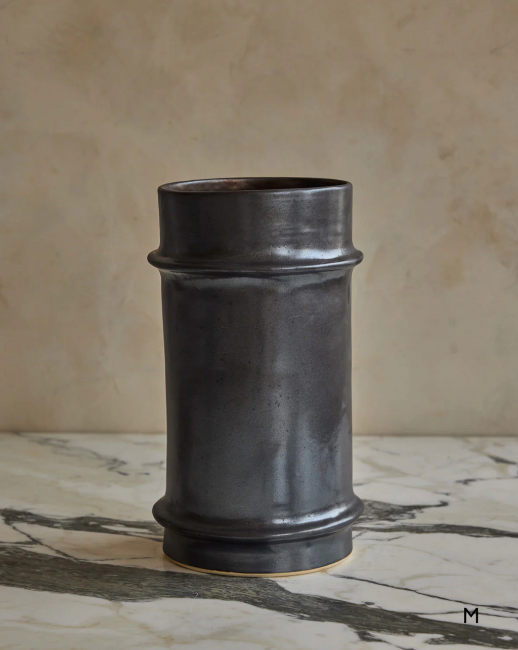 Lostine - Hand Built Ceramic Ridge Vessel in Coal