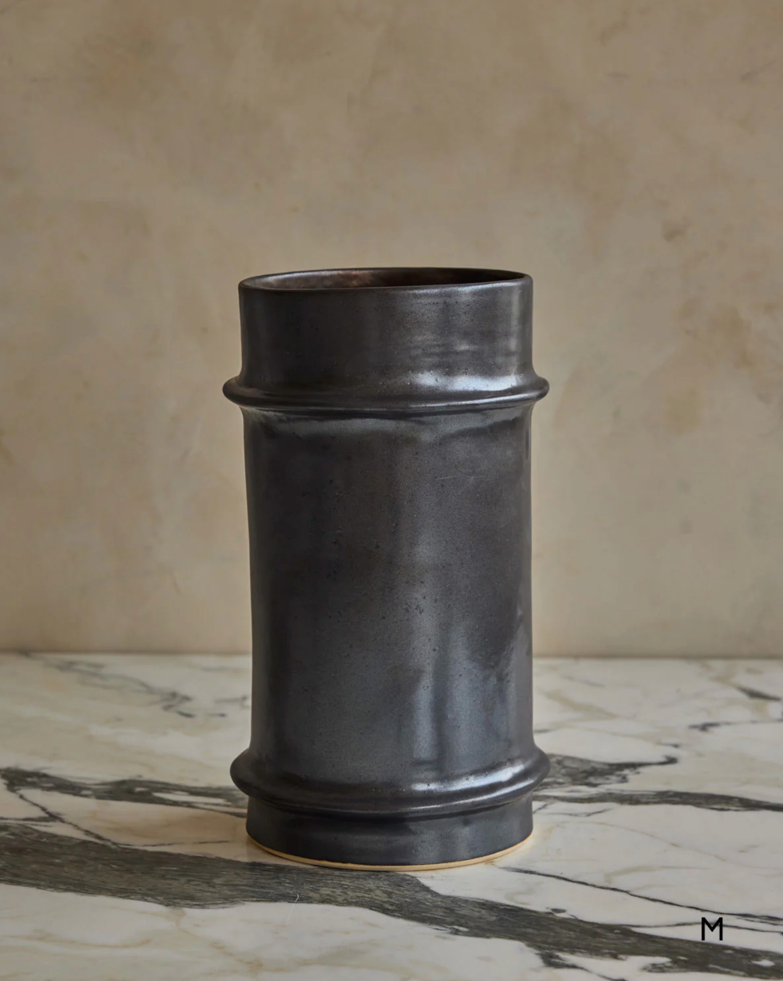 Lostine - Hand Built Ceramic Ridge Vessel in Coal
