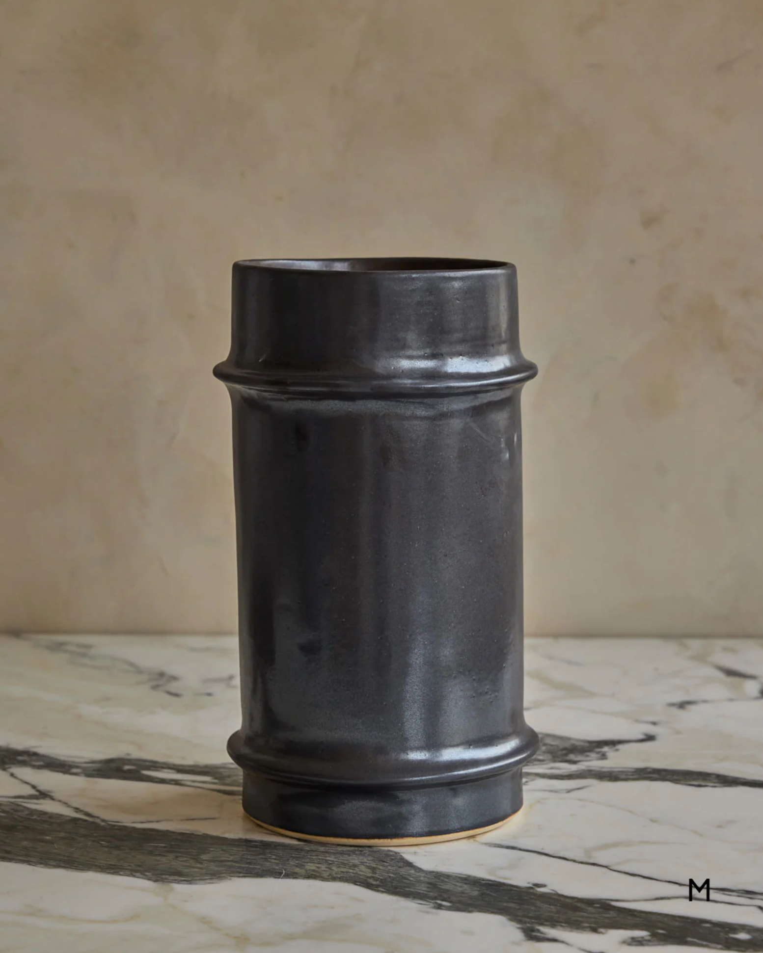 Lostine - Hand Built Ceramic Ridge Vessel in Coal
