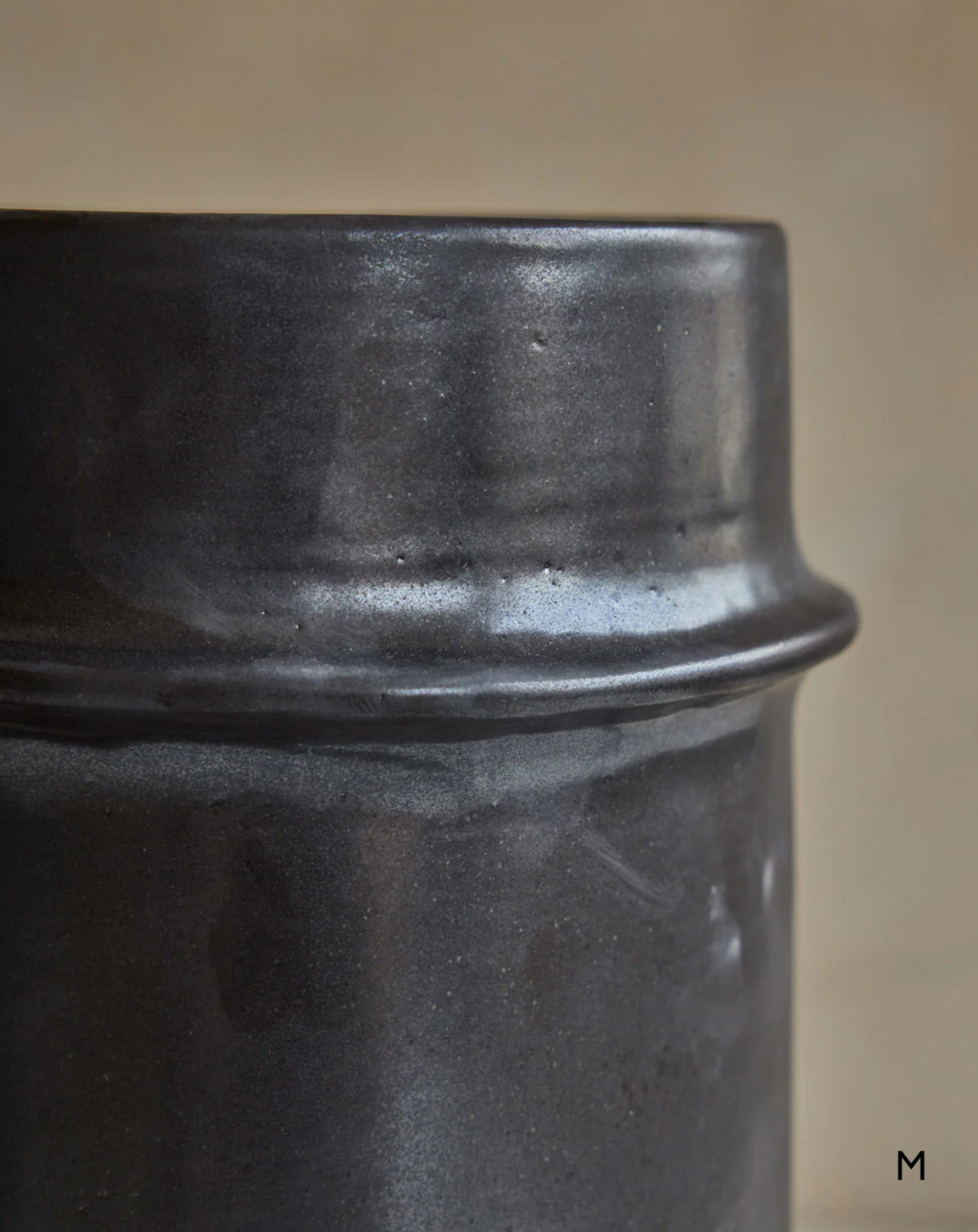 Lostine - Hand Built Ceramic Ridge Vessel in Coal