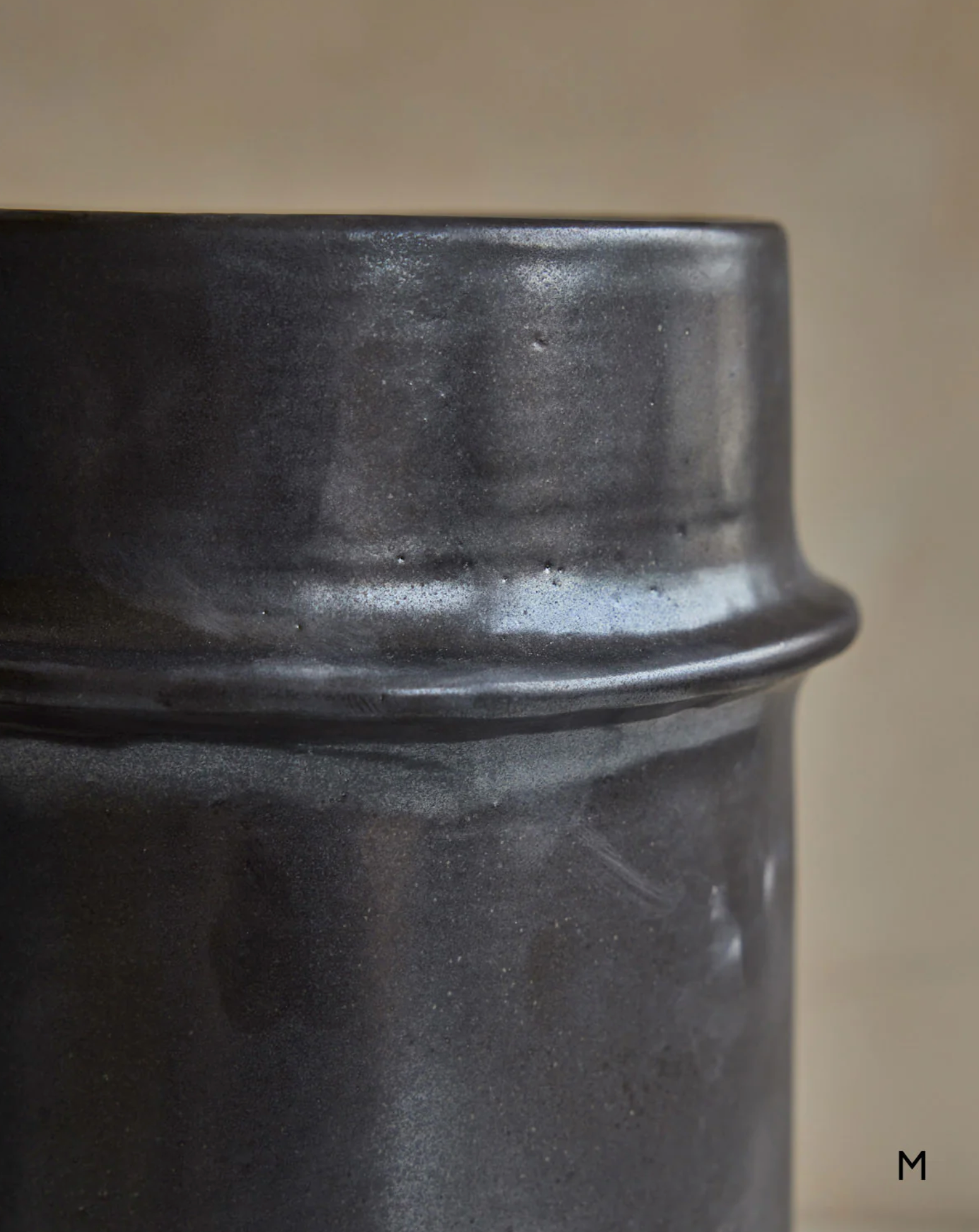 Lostine - Hand Built Ceramic Ridge Vessel in Coal