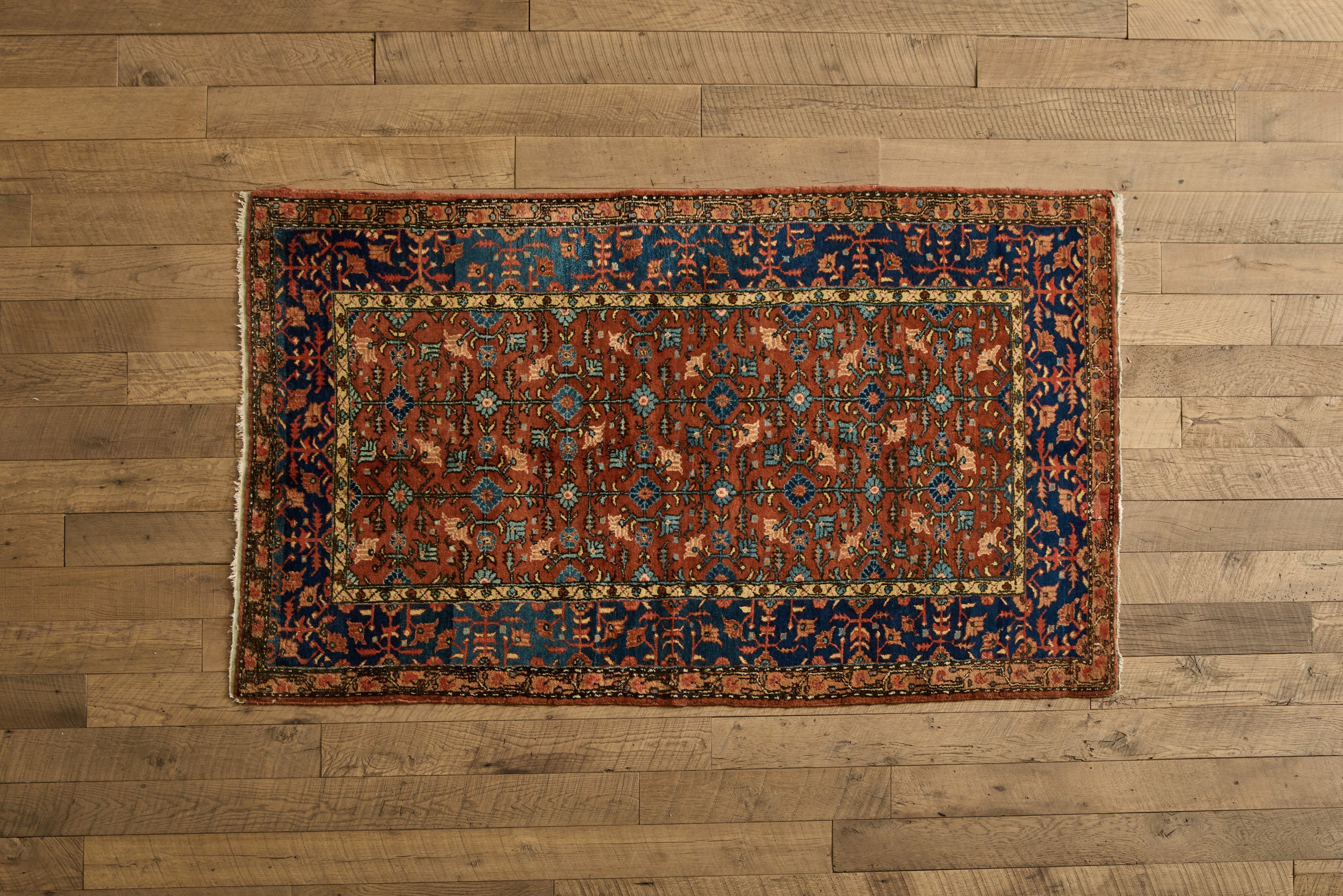 Nicky Kehoe - Blue & Red Persian Floral Rug 4’1 X 7’