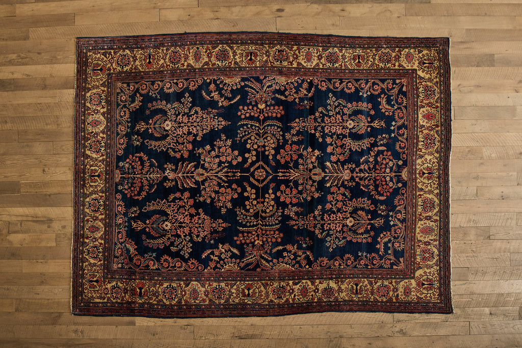 Nicky Kehoe - Blue Persian Floral Sarouk Rug 9' X 11'8