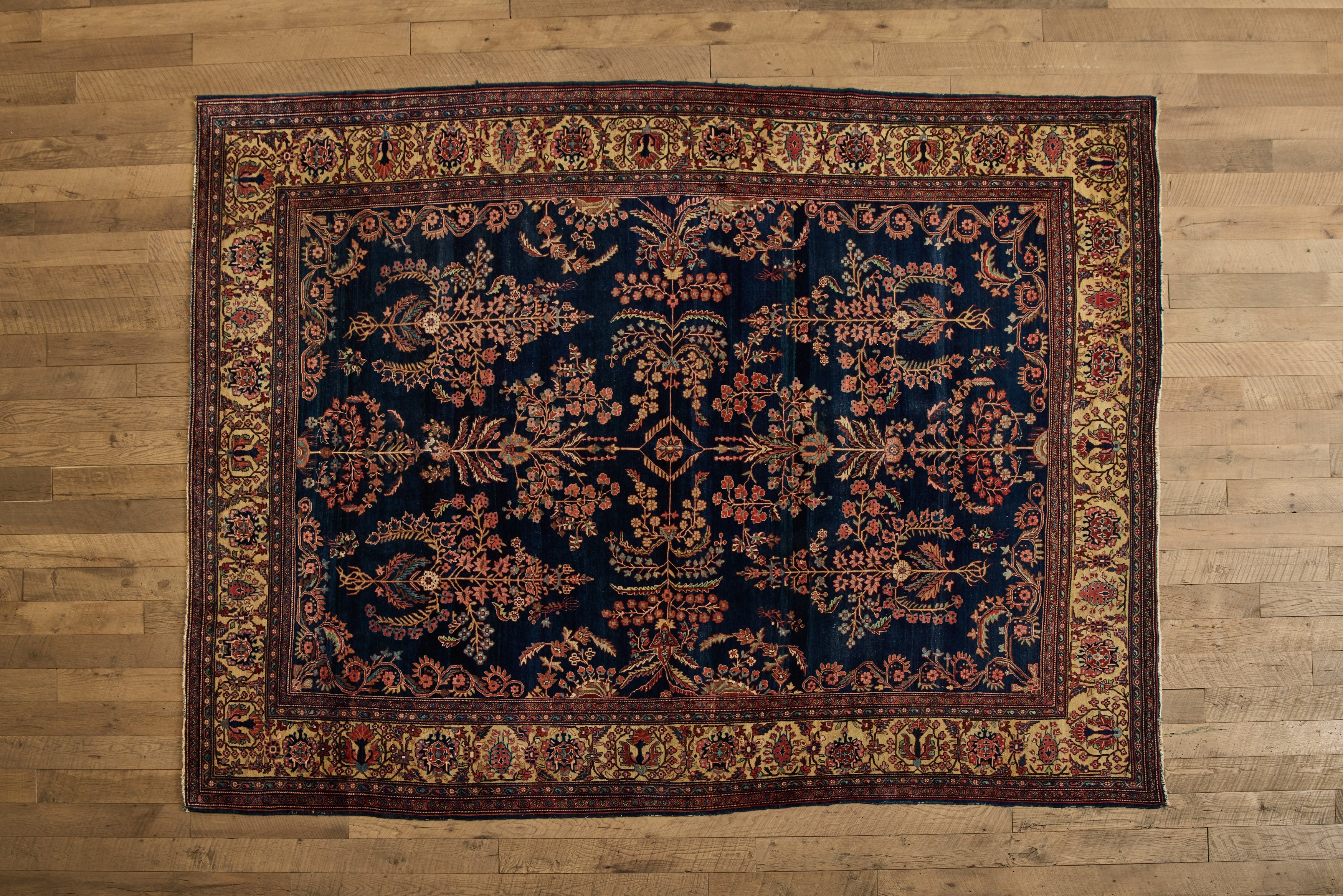 Nicky Kehoe - Blue Persian Floral Sarouk Rug 9' X 11'8