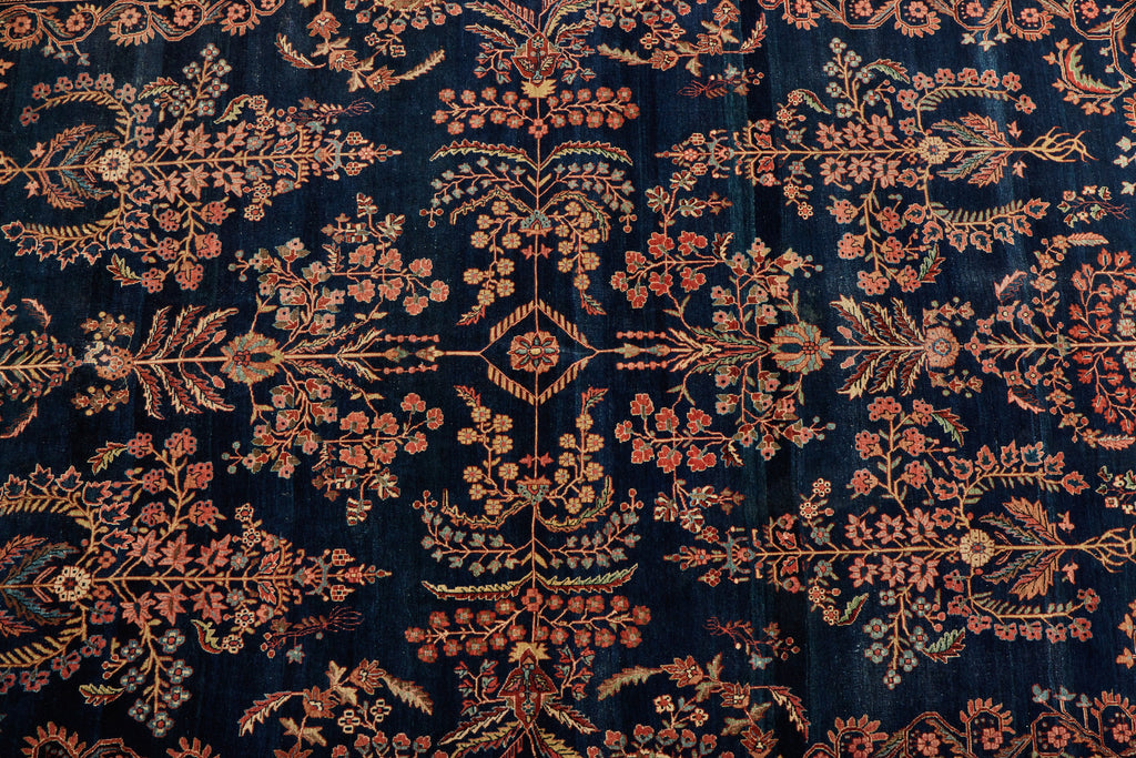 Nicky Kehoe - Blue Persian Floral Sarouk Rug 9' X 11'8