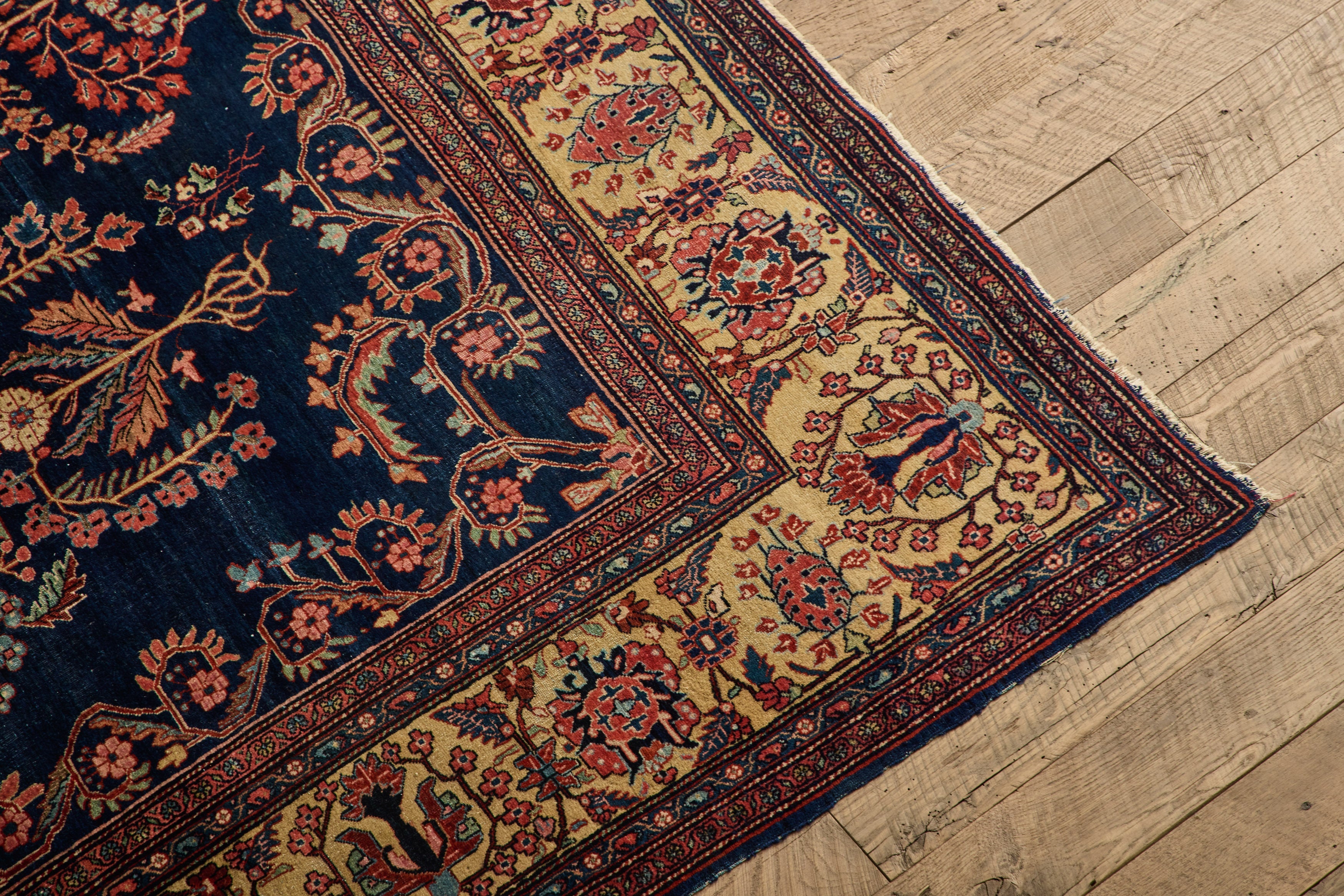 Nicky Kehoe - Blue Persian Floral Sarouk Rug 9' X 11'8