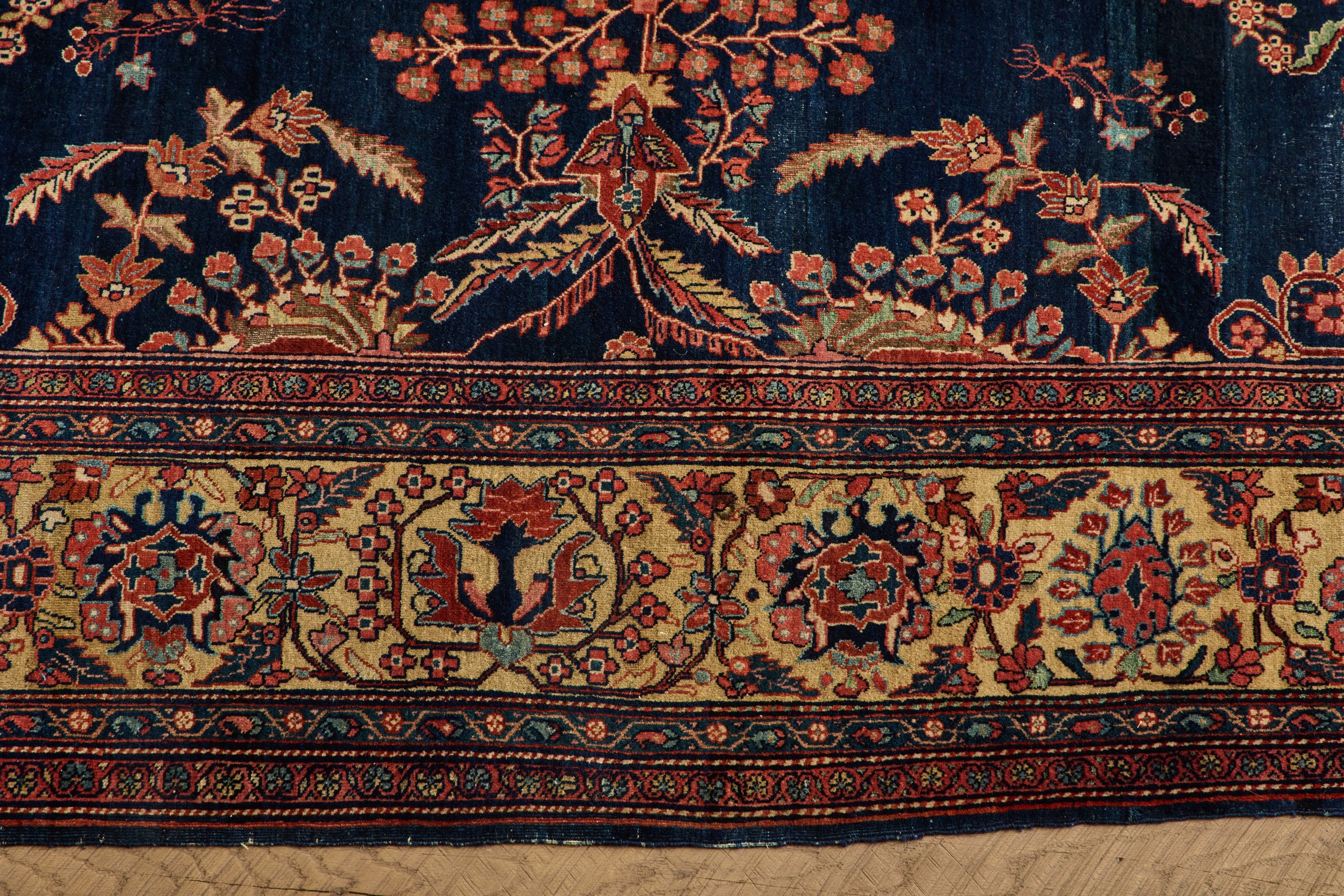 Nicky Kehoe - Blue Persian Floral Sarouk Rug 9' X 11'8
