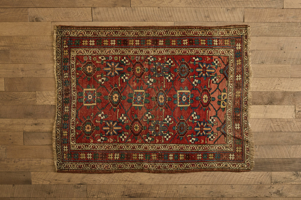 Nicky Kehoe - Red Floral Bidjar Rug 4'3 X 6'3