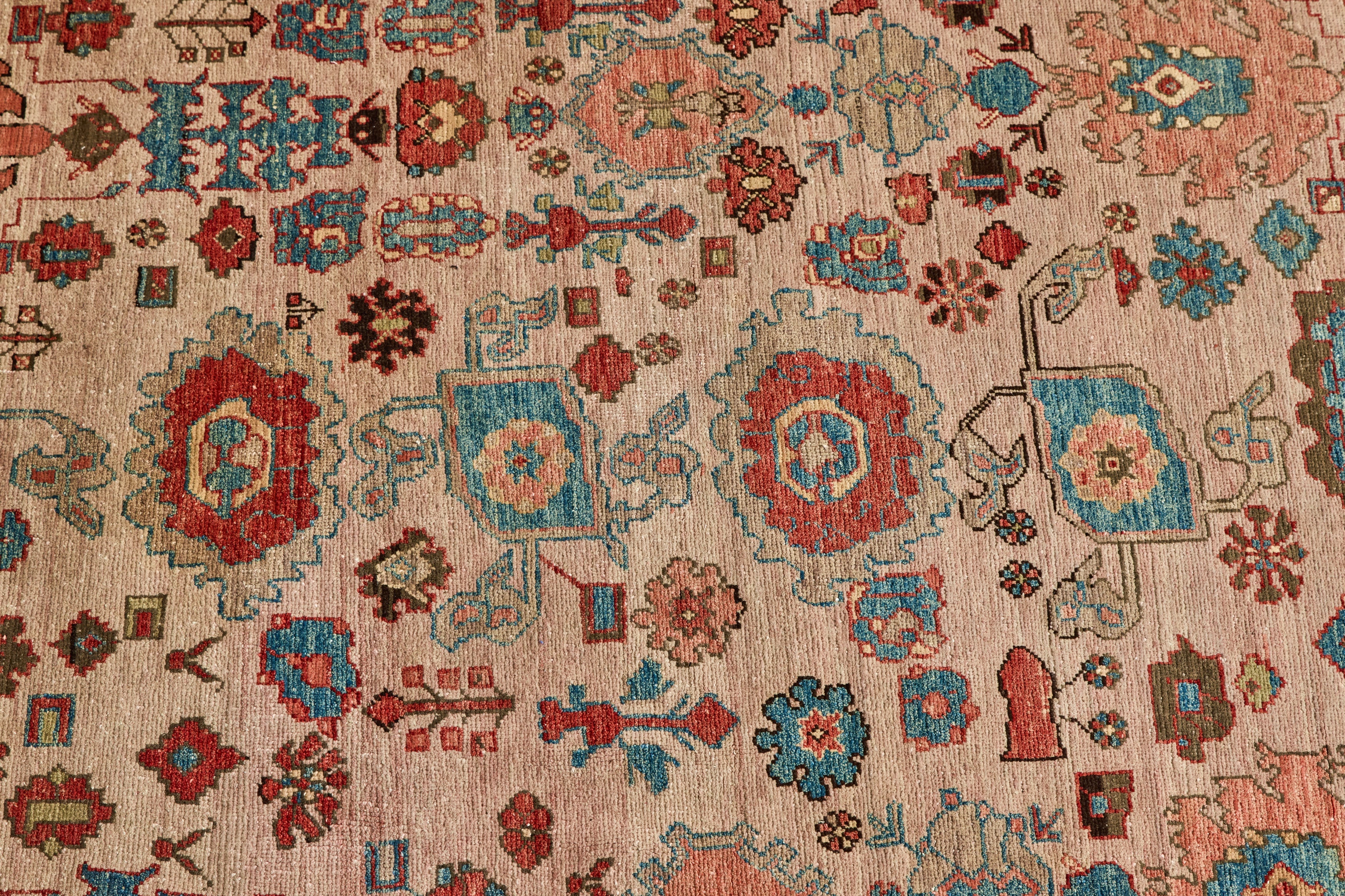 Nicky Kehoe - Blush & Blue Floral Heriz Rug 4'6 X 7'8