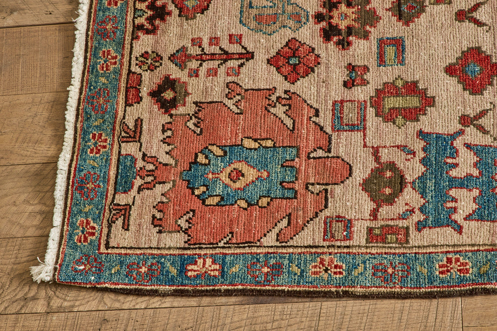 Nicky Kehoe - Blush & Blue Floral Heriz Rug 4'6 X 7'8