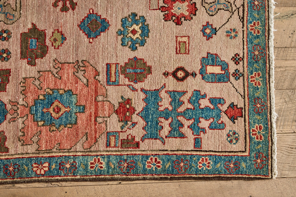 Nicky Kehoe - Blush & Blue Floral Heriz Rug 4'6 X 7'8